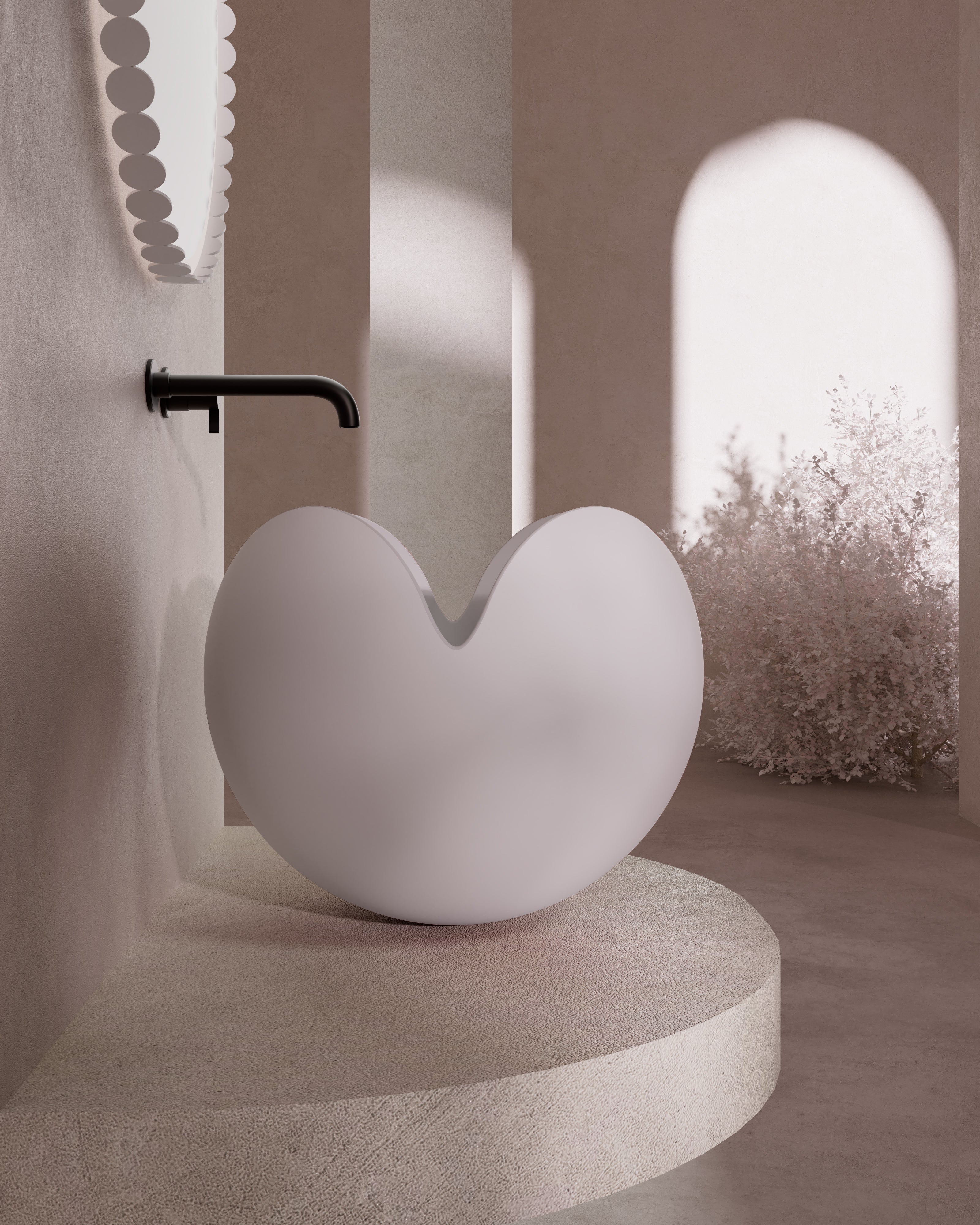 MonBlari FLOWER series bathroom basin – white bud shape side view