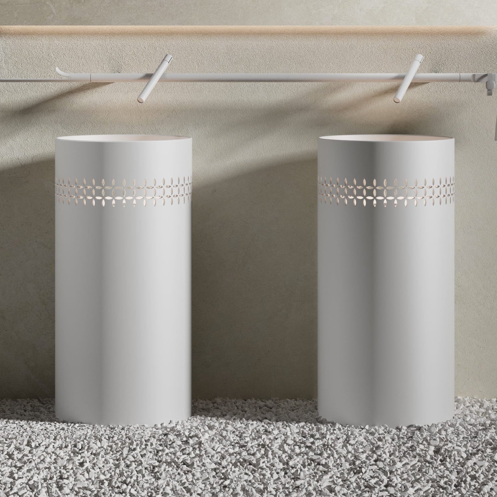 MonBlari LINGLONG Series Bathroom Pedestal Basin Front View Panorama-Scenario