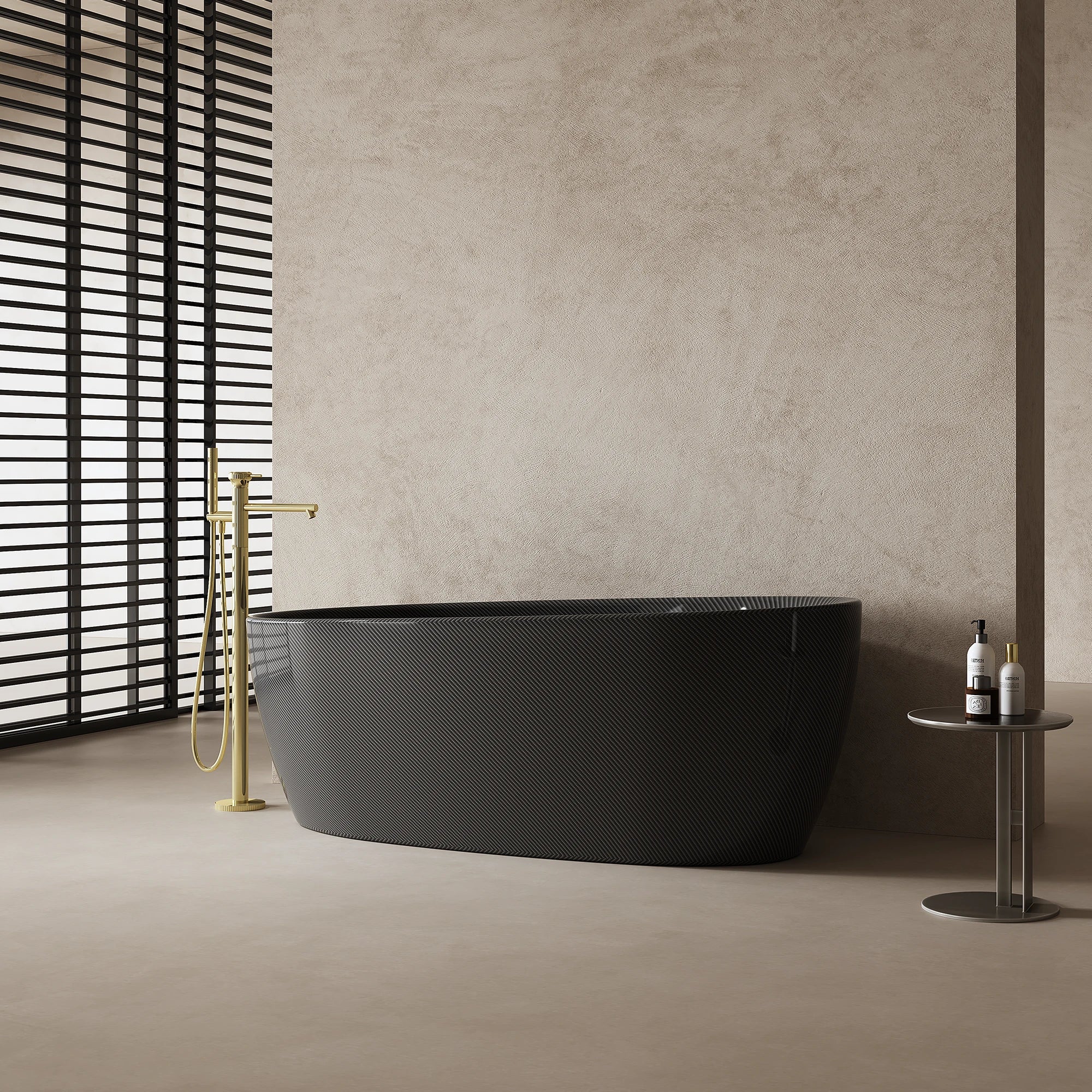 MonBlari Long Oval 99972 Carbon Fiber Bath Side View