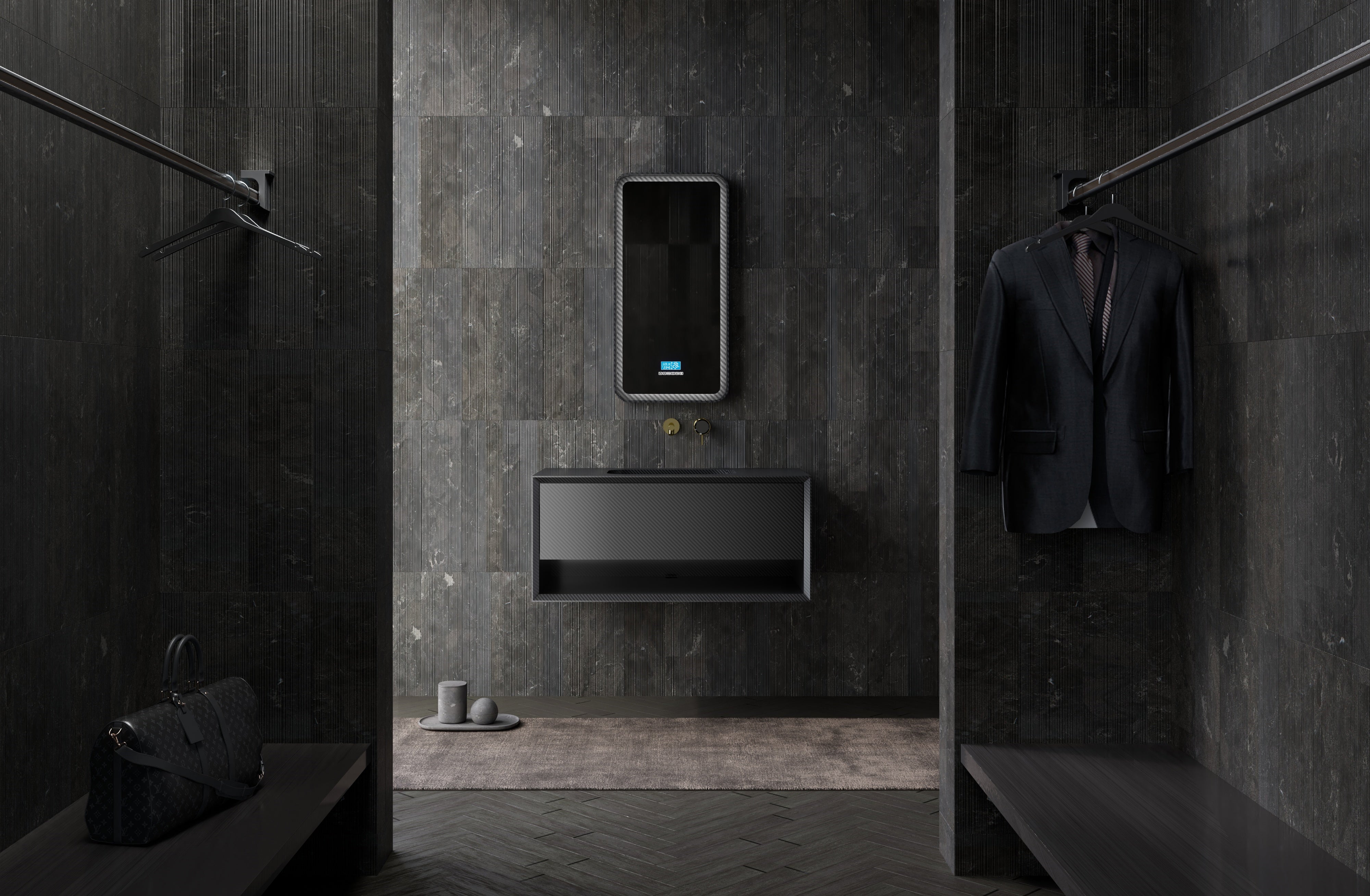 MonBlari MC-V9960 carbon fiber vanity units with mirror-800mm Main image