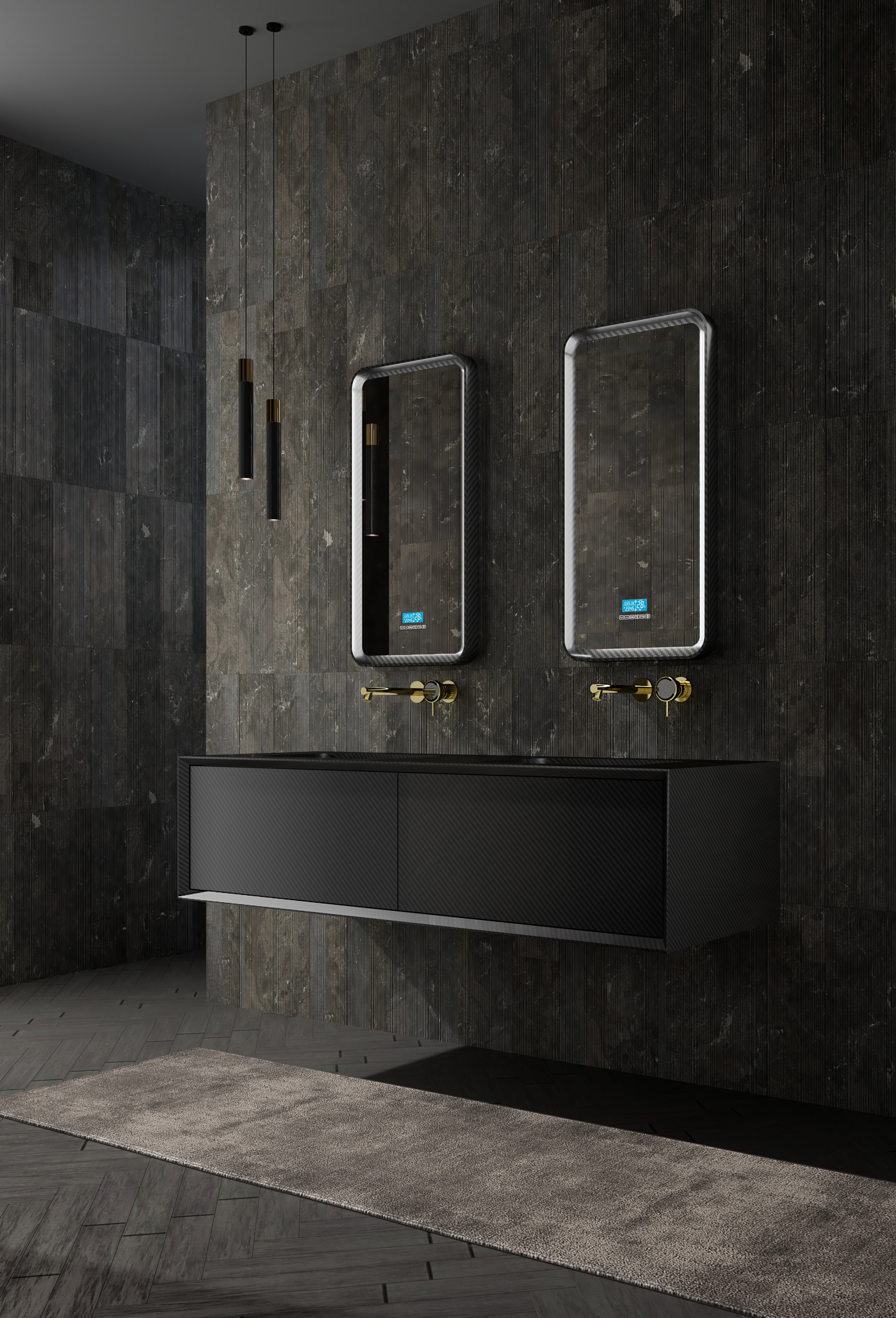 MonBlari MC-V9962 carbon fiber vanity units with mirror-1200mm diagonal view