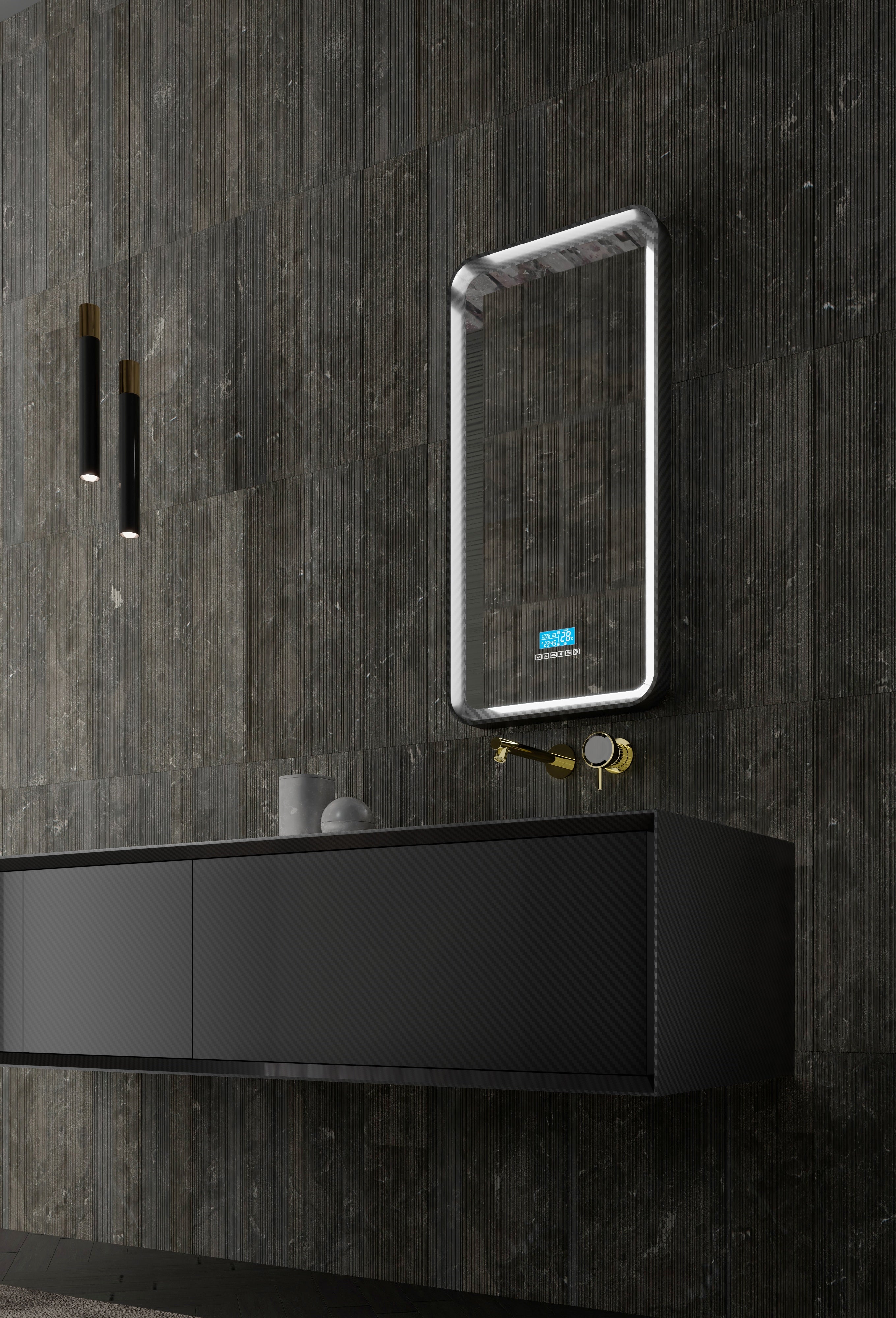 MonBlari MC-V9966 carbon fiber vanity unit with mirror-1600mm side view
