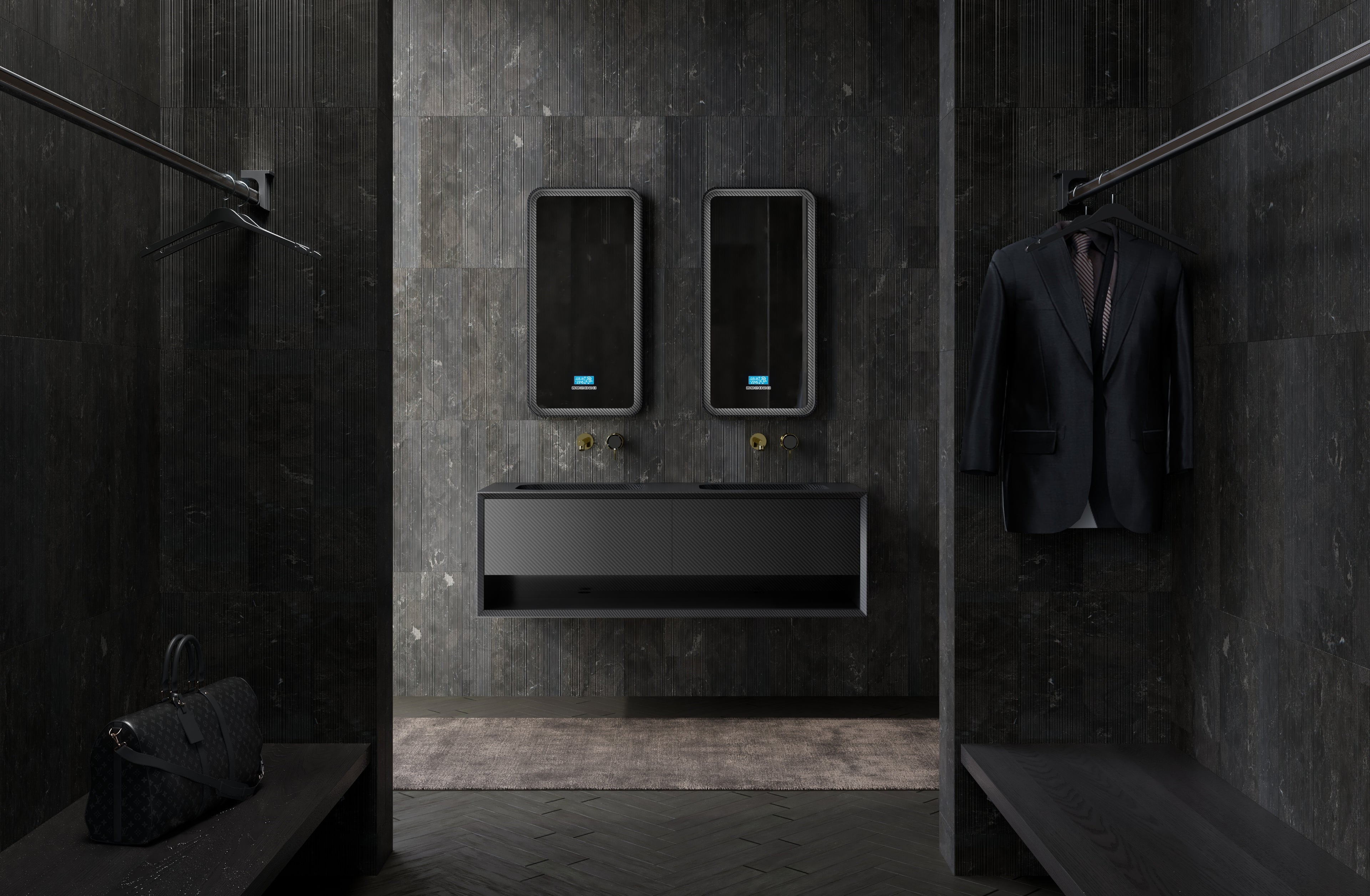 MonBlari MC-V9970 carbon fiber vanity unit with mirror-1400mm