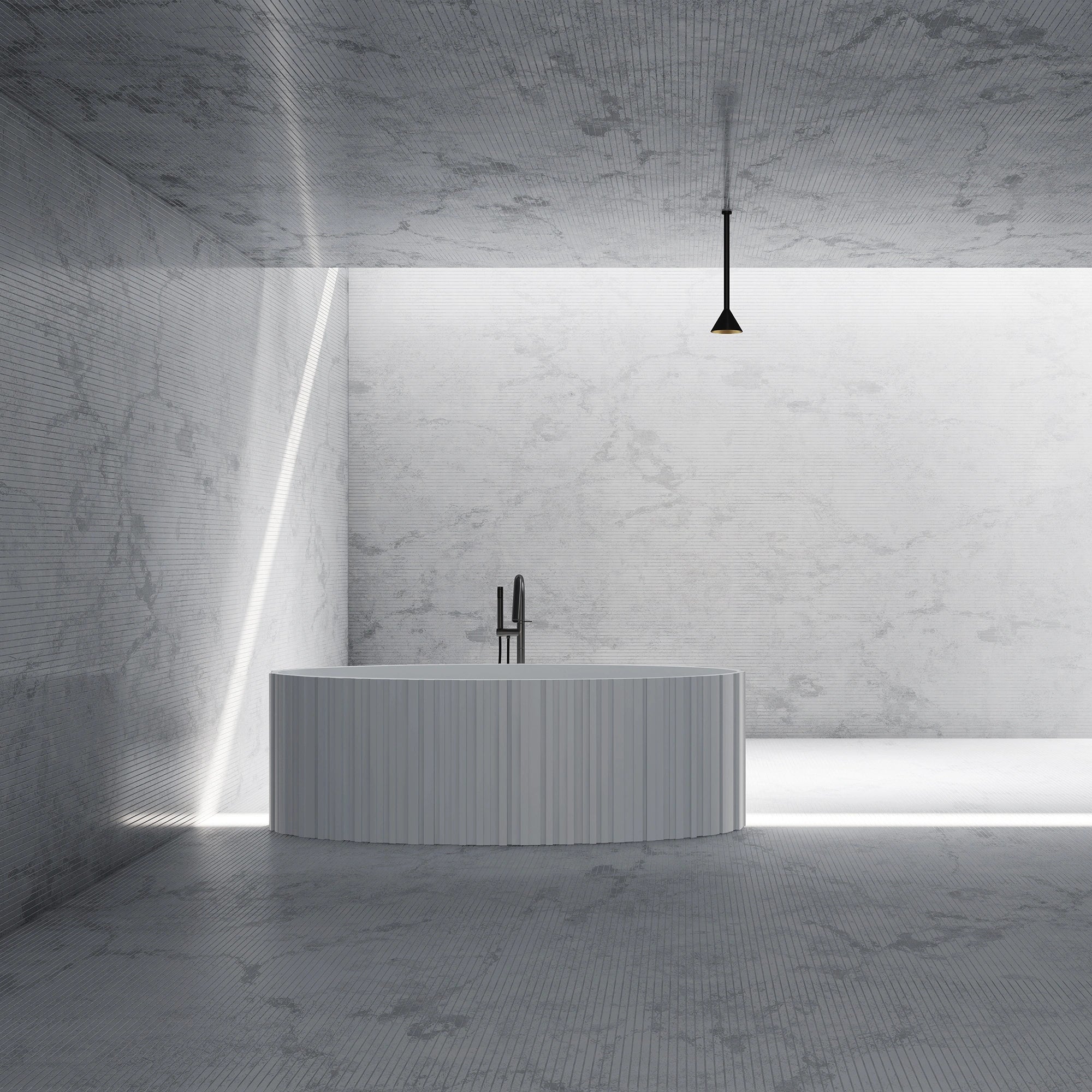 MR88857 Fluted Long Oval Freestanding Bath | MonBlari Front View Close-up