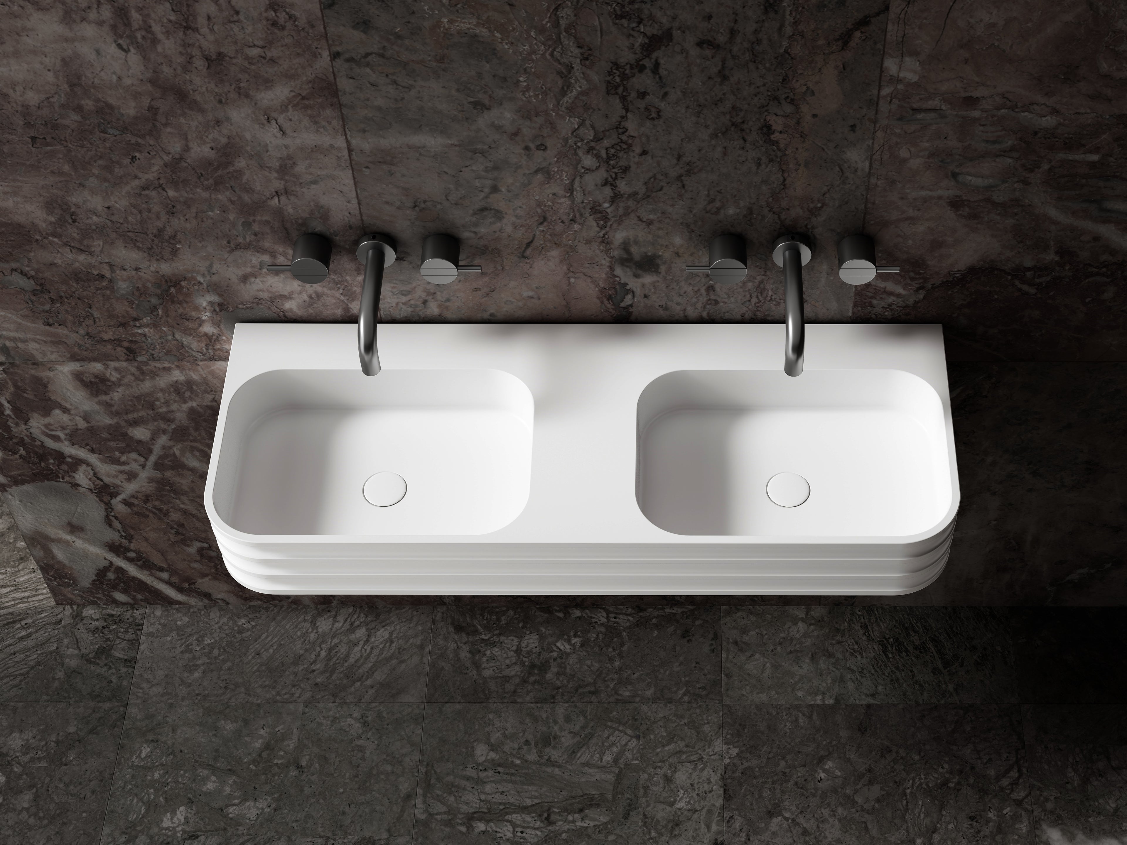 MonBlari MR-G8806-2 solid surface basin top view close-up