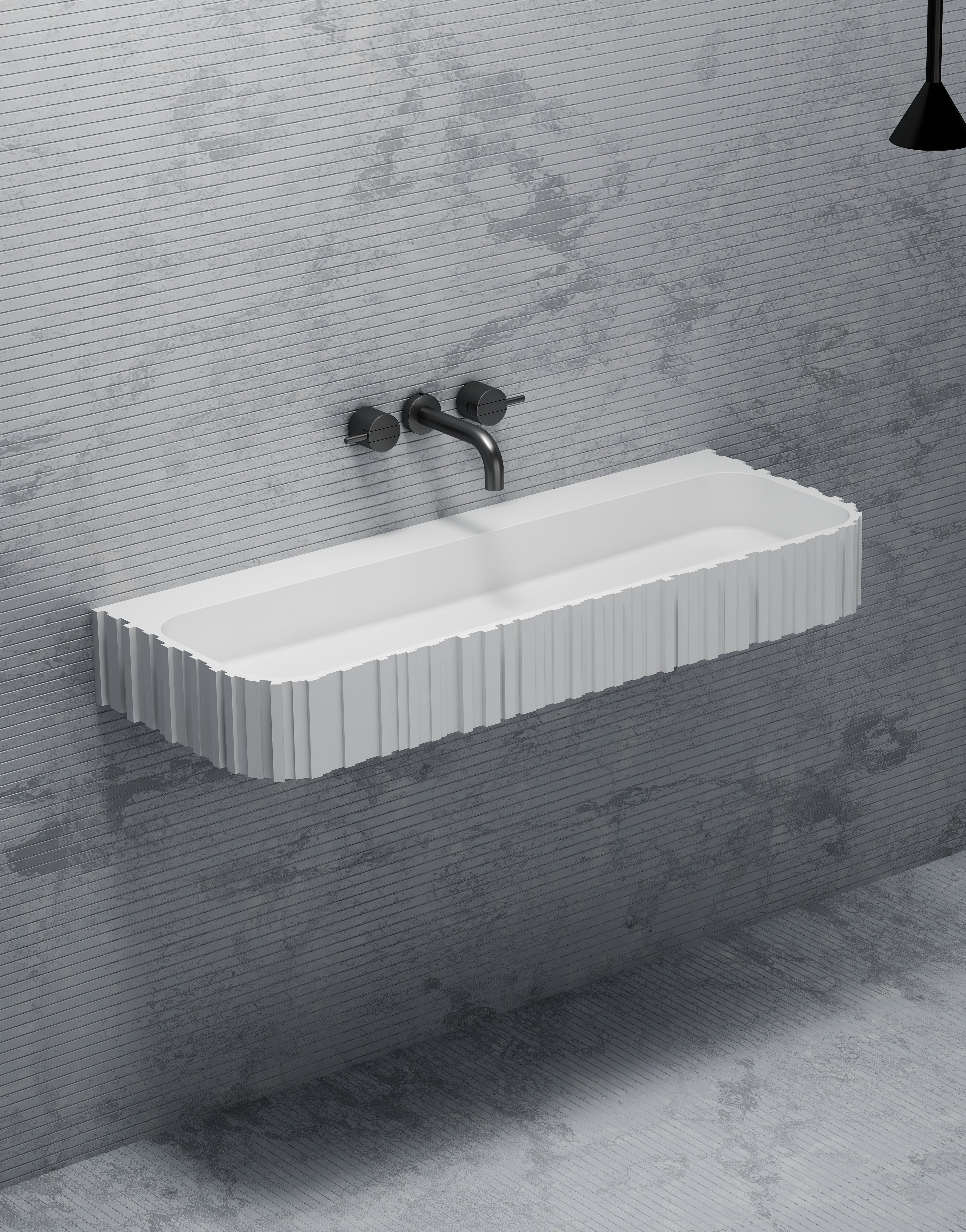 MonBlari MR-G8856-1 solid surface wall-mounted basin side view