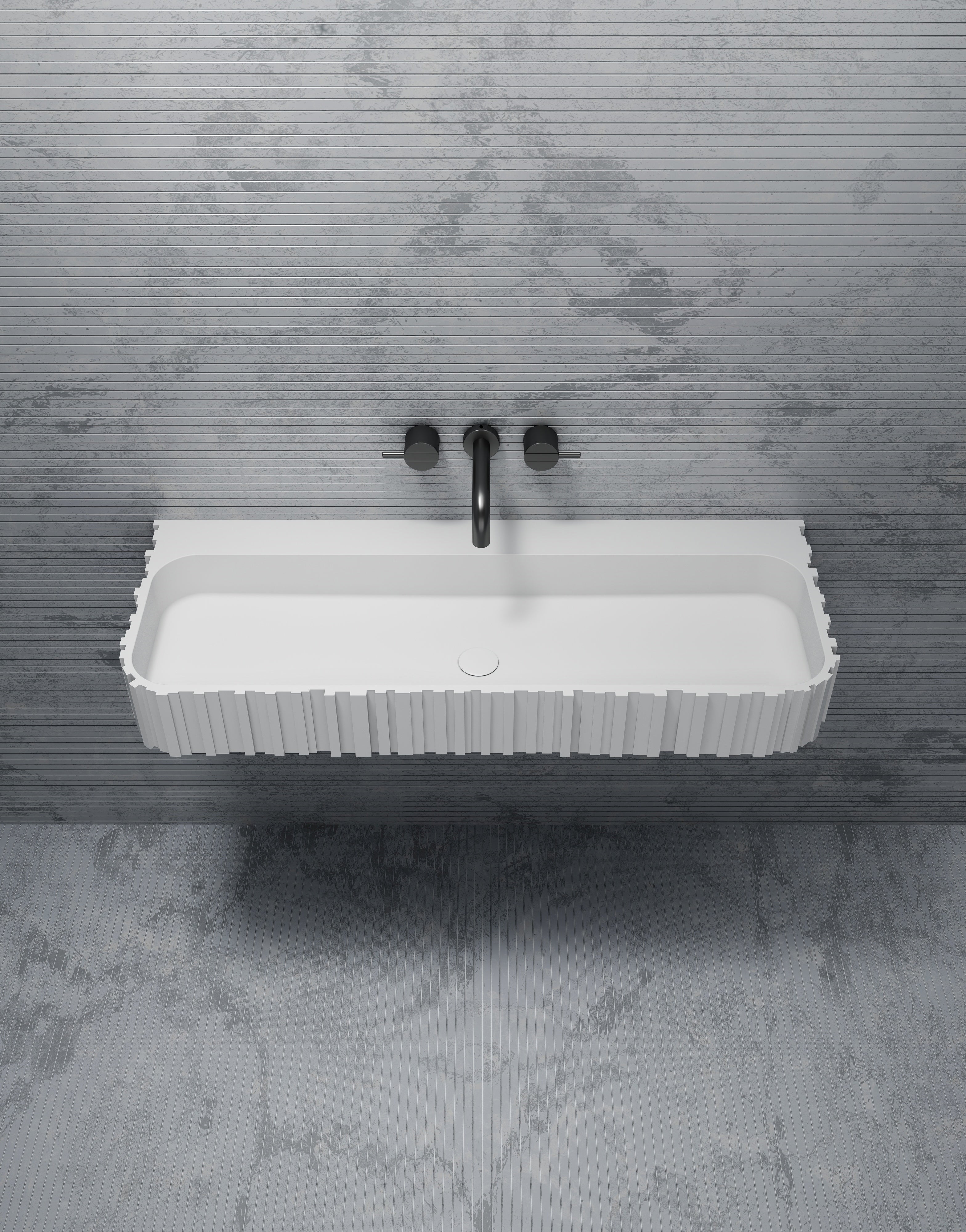 MonBlari MR-G8856-1 solid surface wall-mounted basin top view