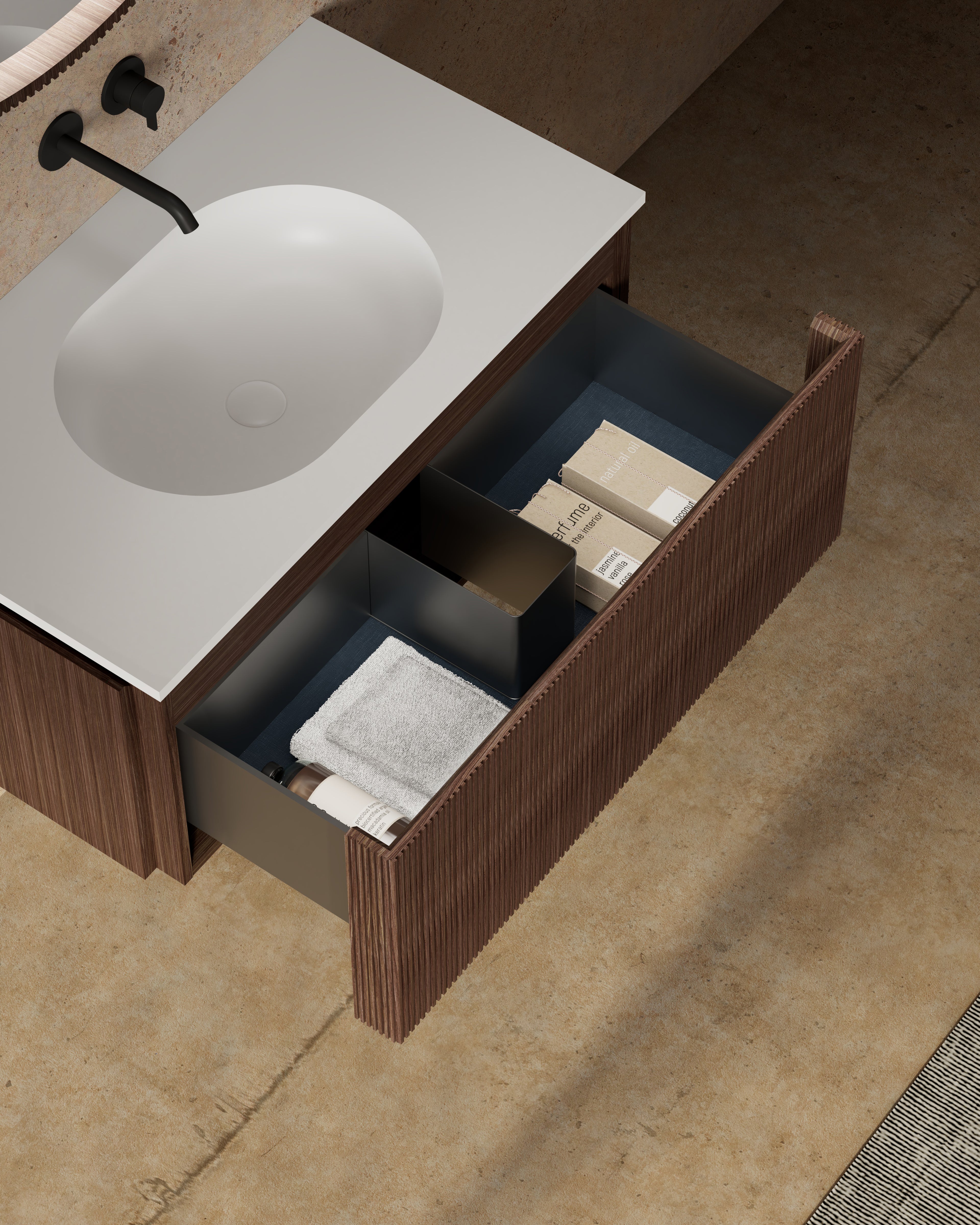 MonBlari MW-V0621 vanity units with mirror-800mm side top view