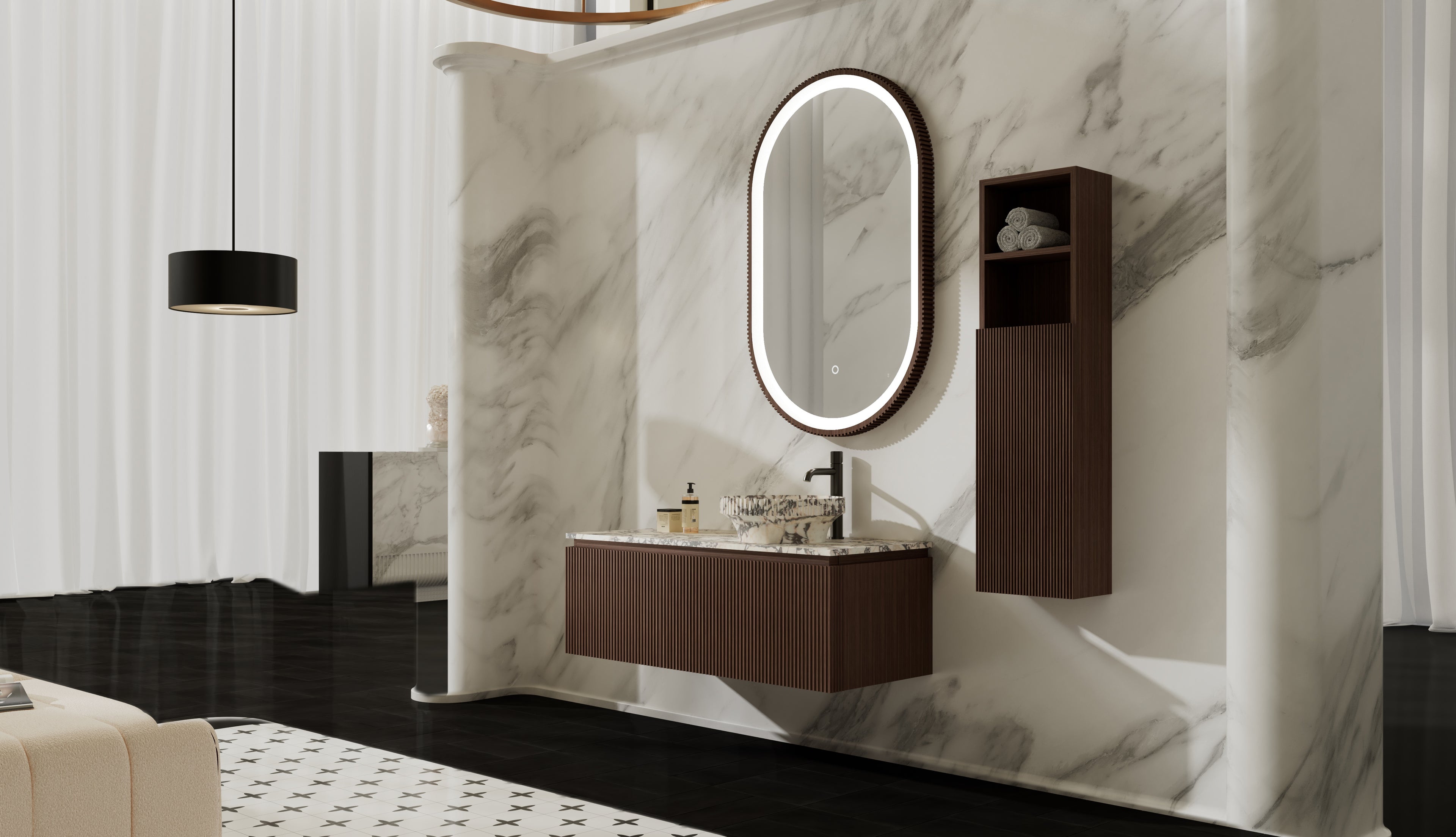 MonBlari MW-V0633M Vanity Unit with Mirror (1600mm) Side View Close-up