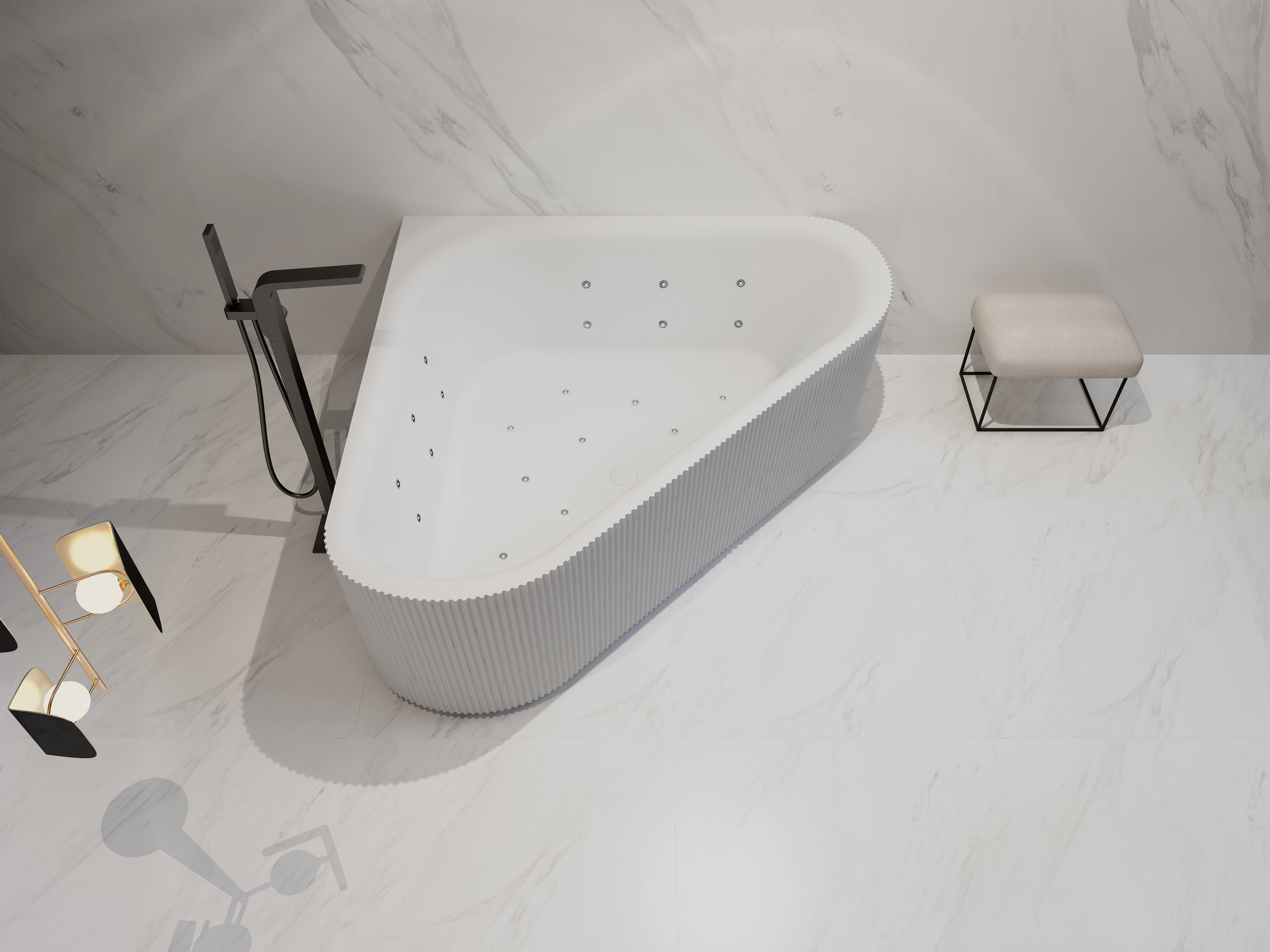 MonBlari TW-7197 solid surface triangle corner bath top view