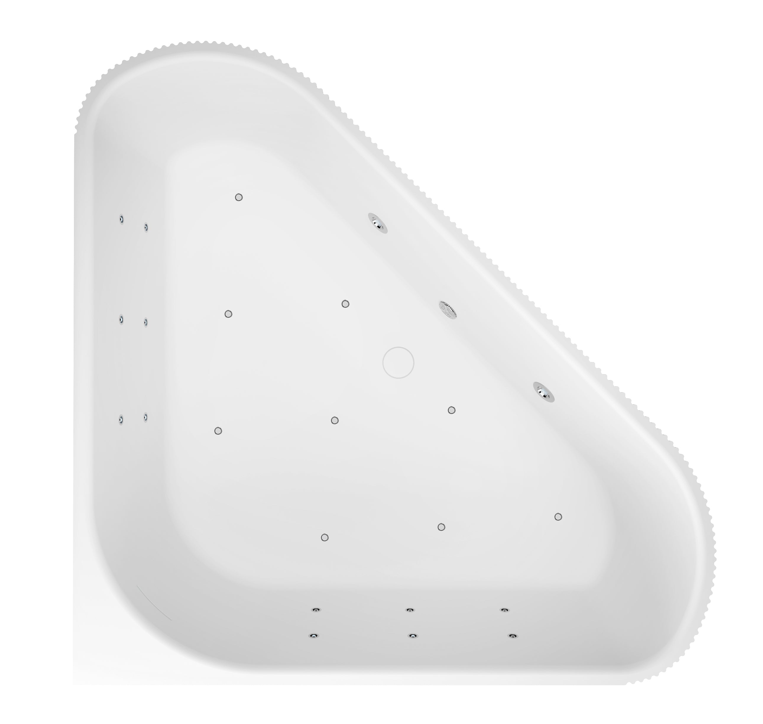 MonBlari TW-7197 solid surface triangle corner bath top view close-up