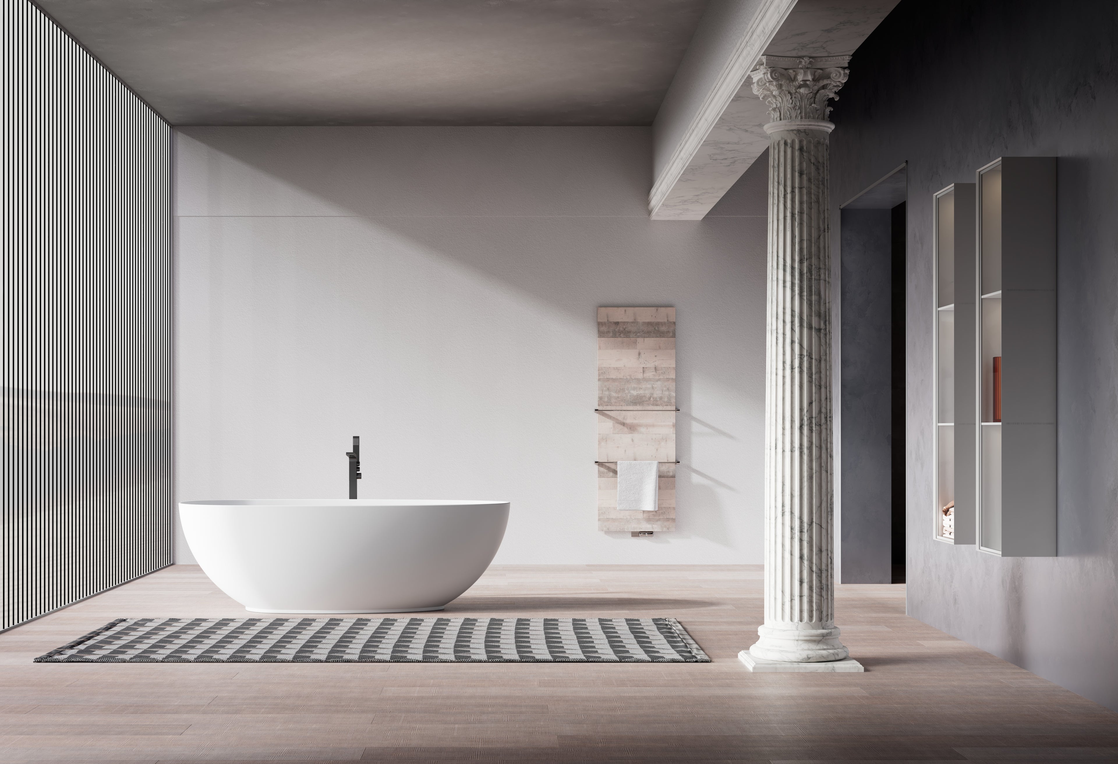 MonBlari TW-8001 Oval Solid Surface Stone Bath Front View