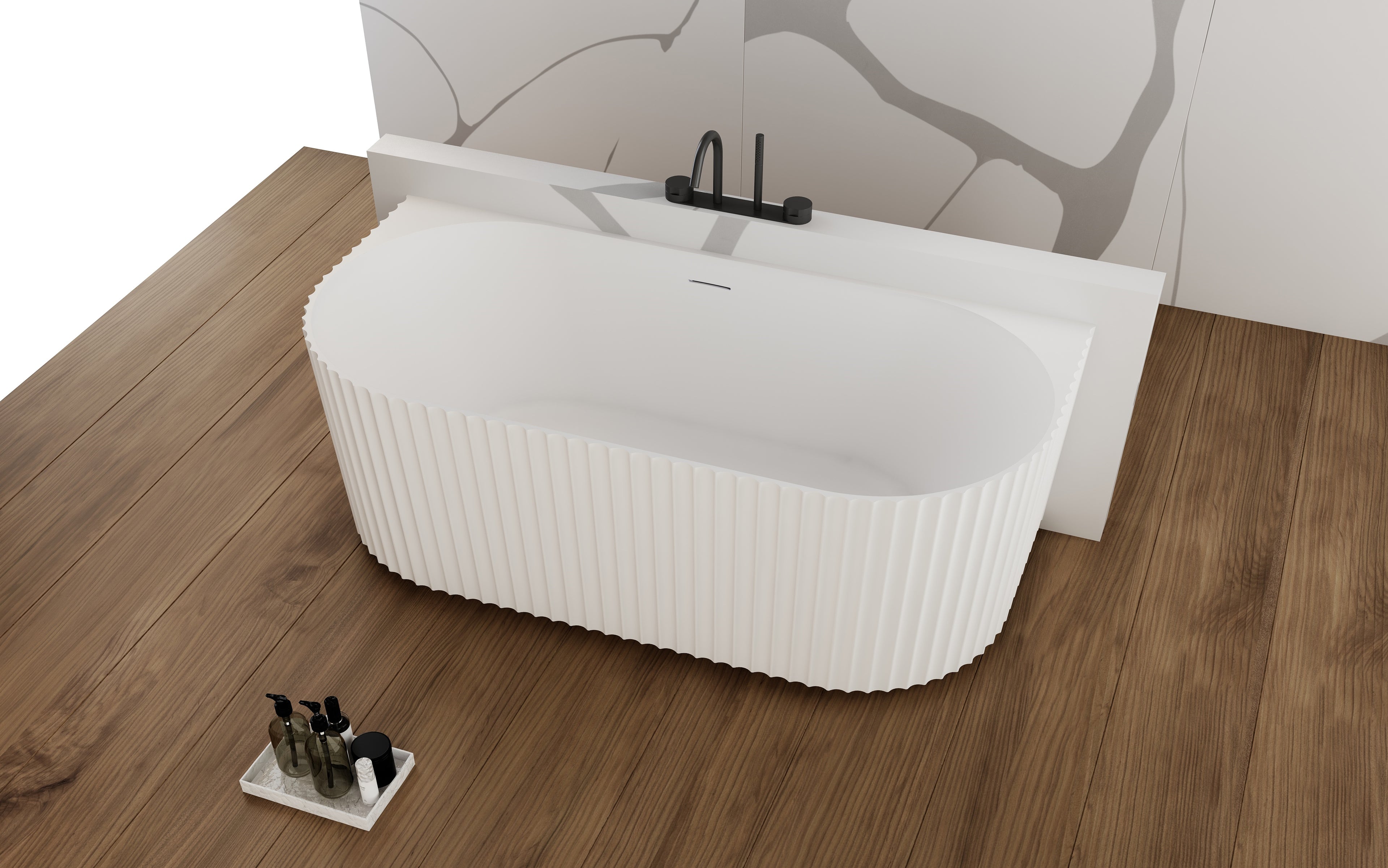 MonBlari TW-8126 solid surface wall-mounted bath front top view