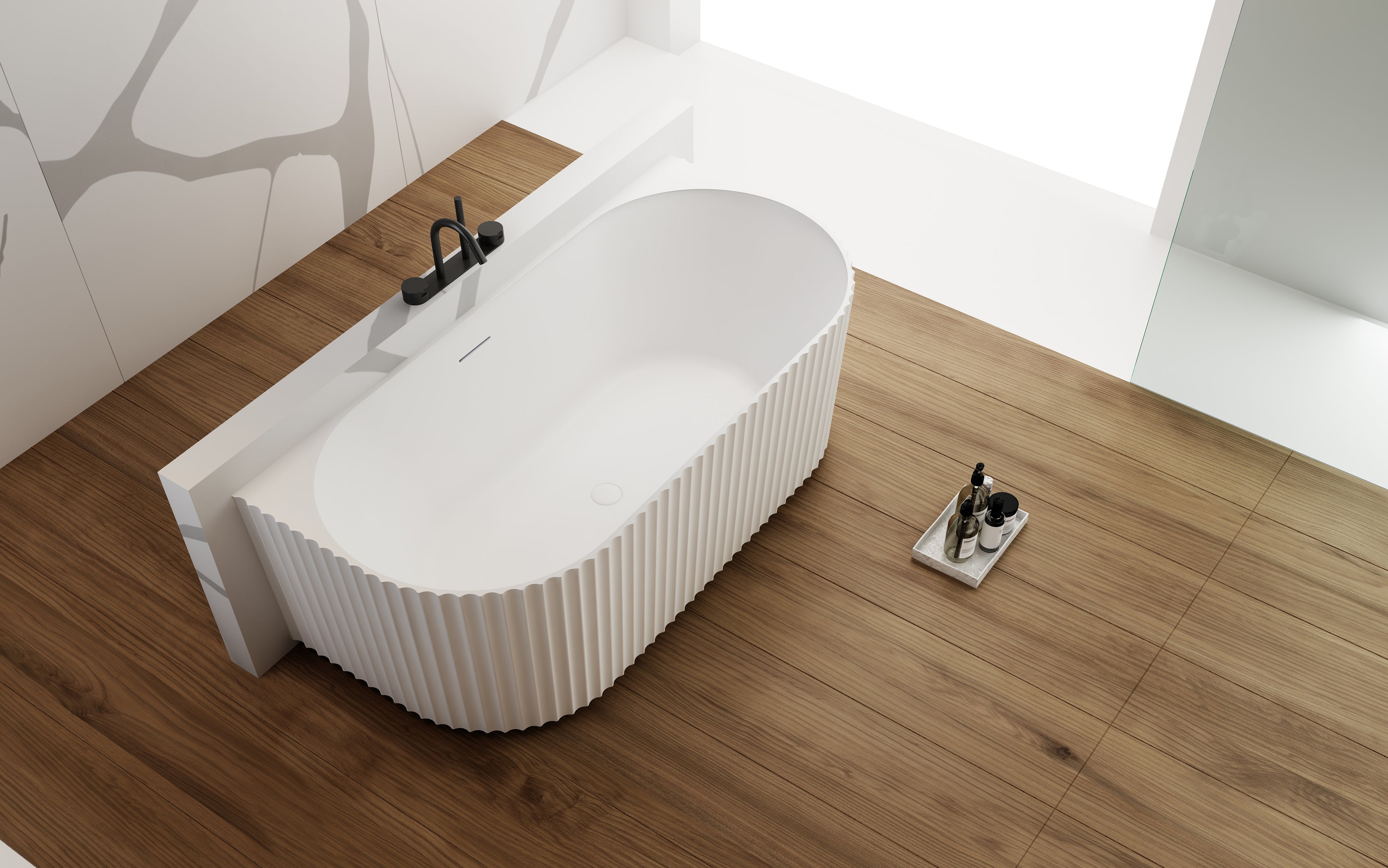 MonBlari TW-8126 solid surface wall-mounted bath top view close-up