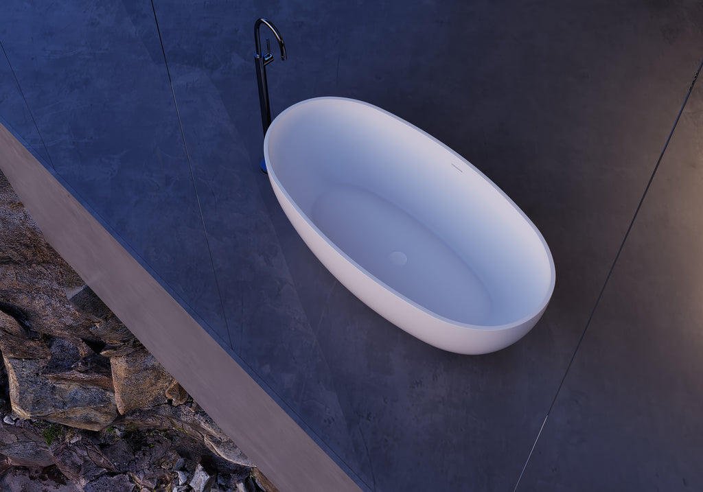 MonBlari TW-8607 solid surface freestanding bathtub top view detail