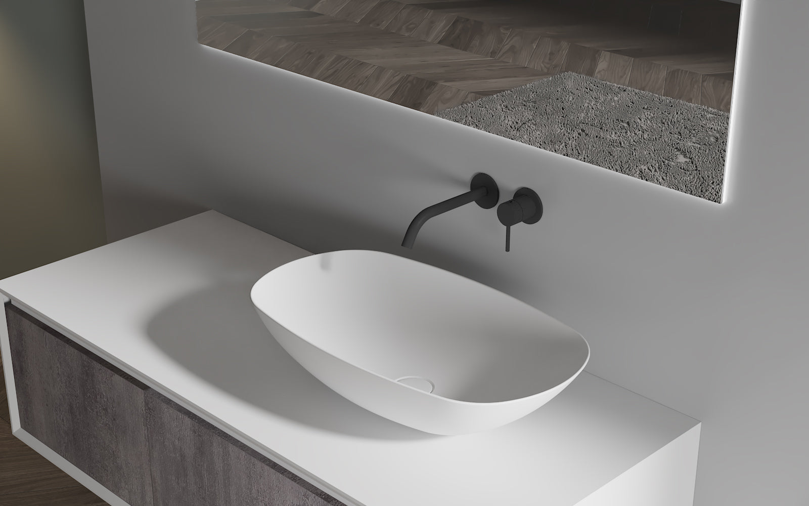 MonBlari TW-A108 countertop basin – durable solid surface bathroom sink