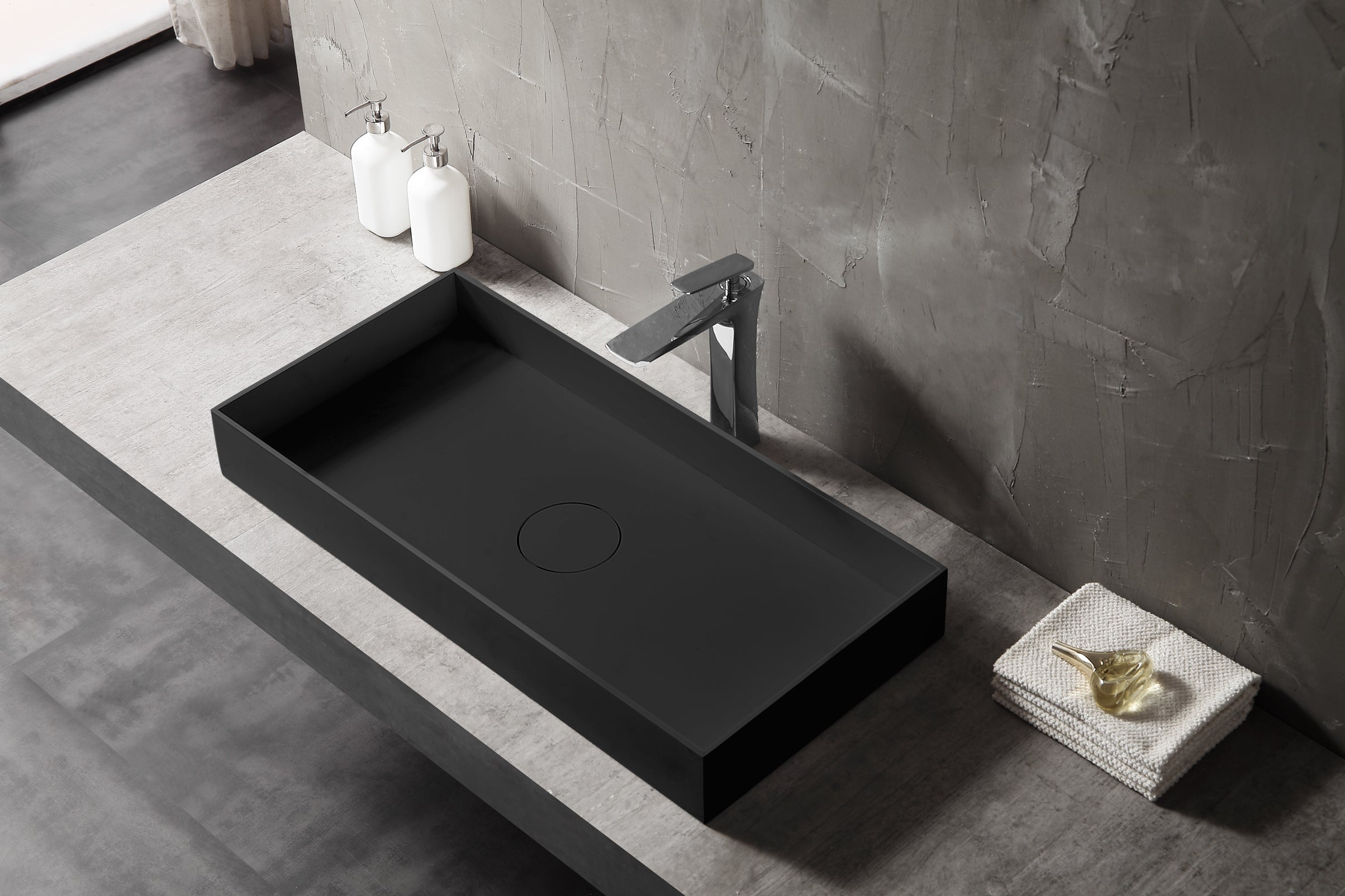 MonBlari TW-A112 rectangular countertop basin side top view