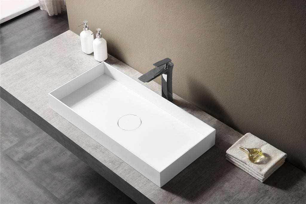 MonBlari TW-A112 rectangular countertop basin side view