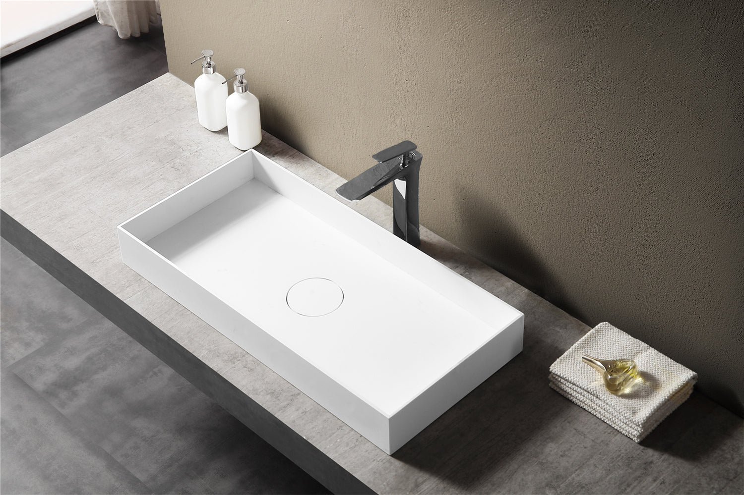 MonBlari TW-A112 rectangular countertop basin side view