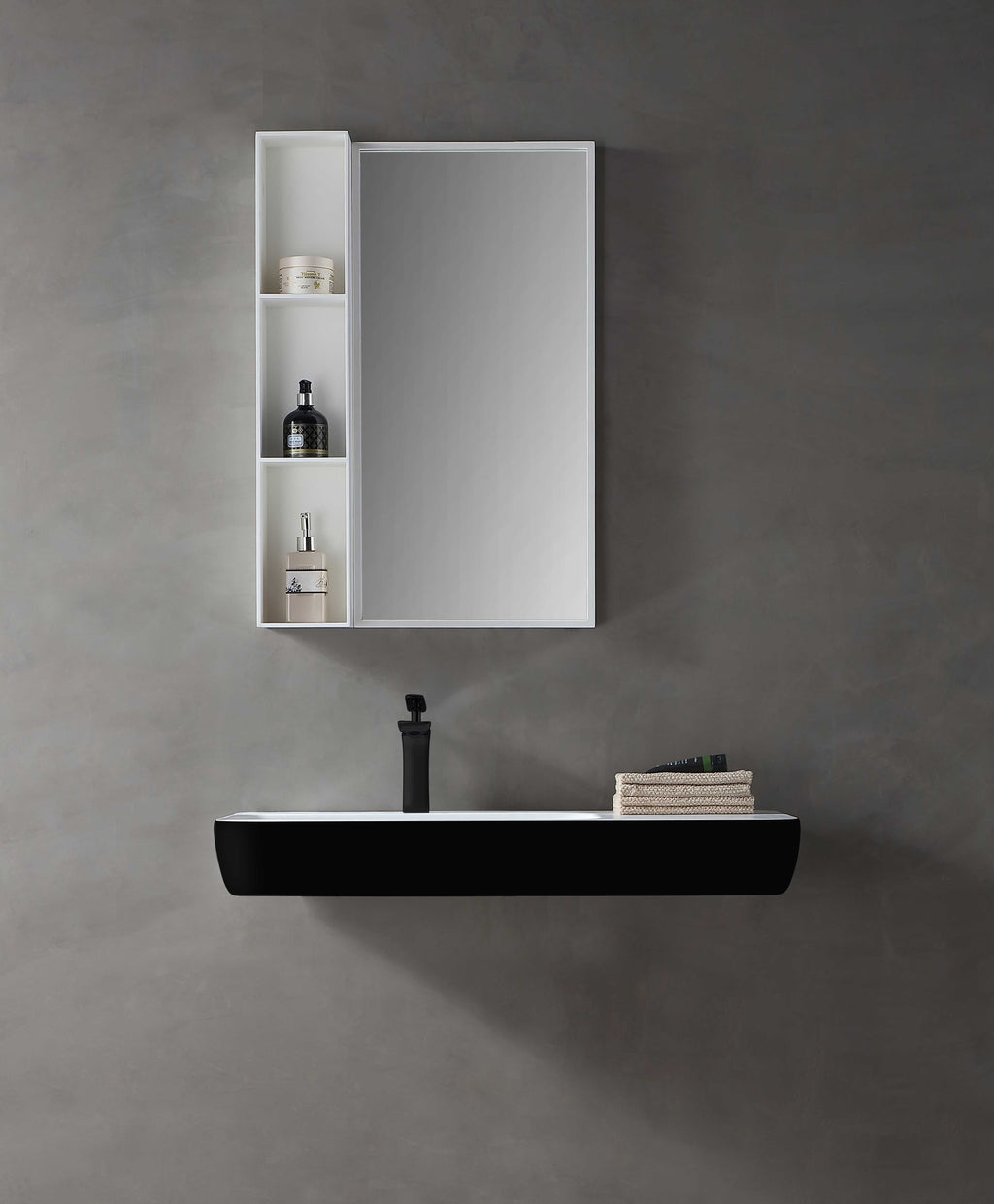 MonBlari TW-G202 solid surface black wall-mounted basin 