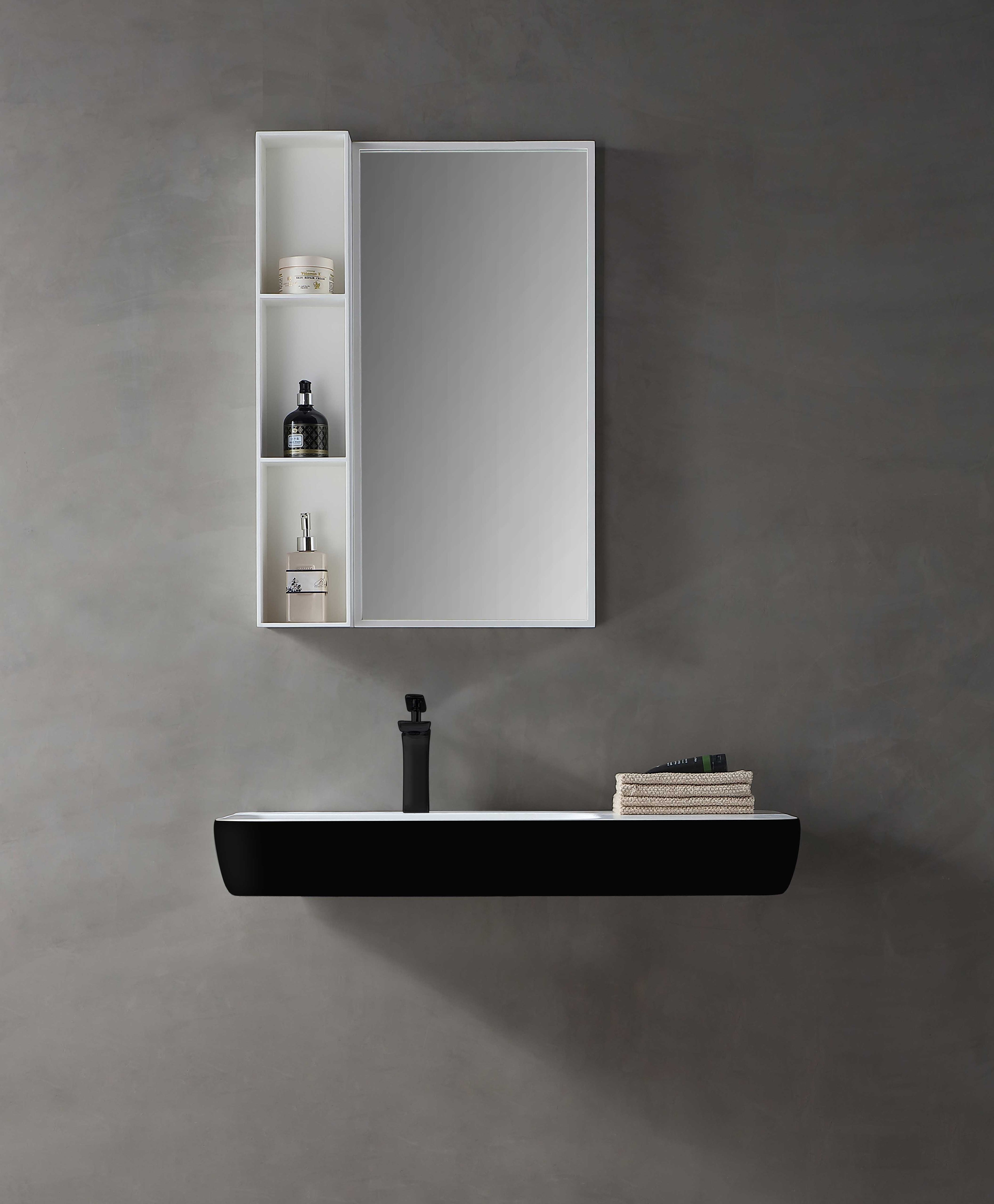 MonBlari TW-G202 solid surface black wall-mounted basin 