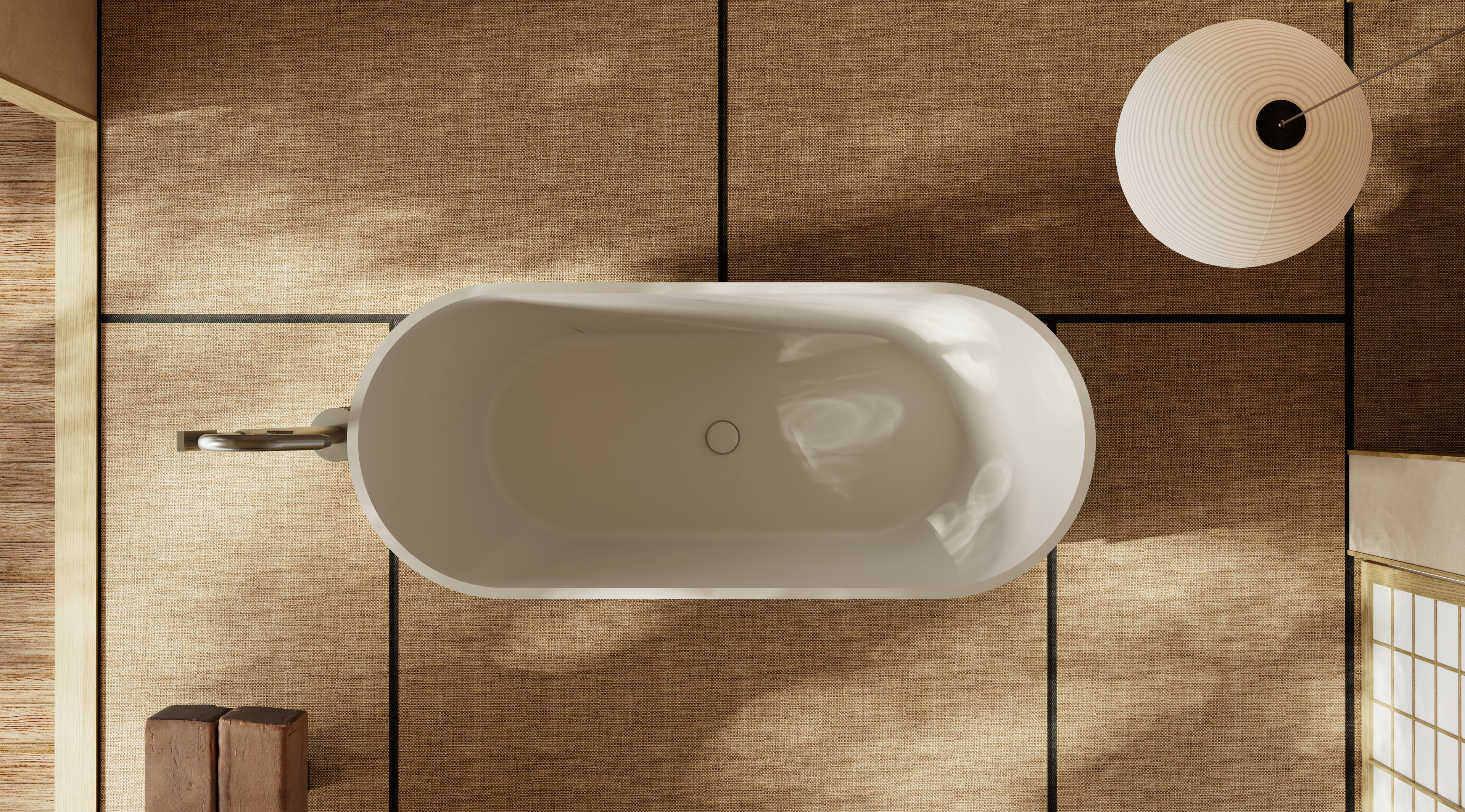 MonBlari TW-M51 Acrylic Tub with Wood Veneer Finish Top View Close-up