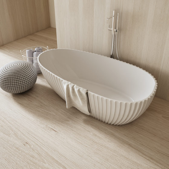 MonBlari VENUS Series Long Oval Bath Diagonal Top View Panorama-1700x850x580mm-Scenario