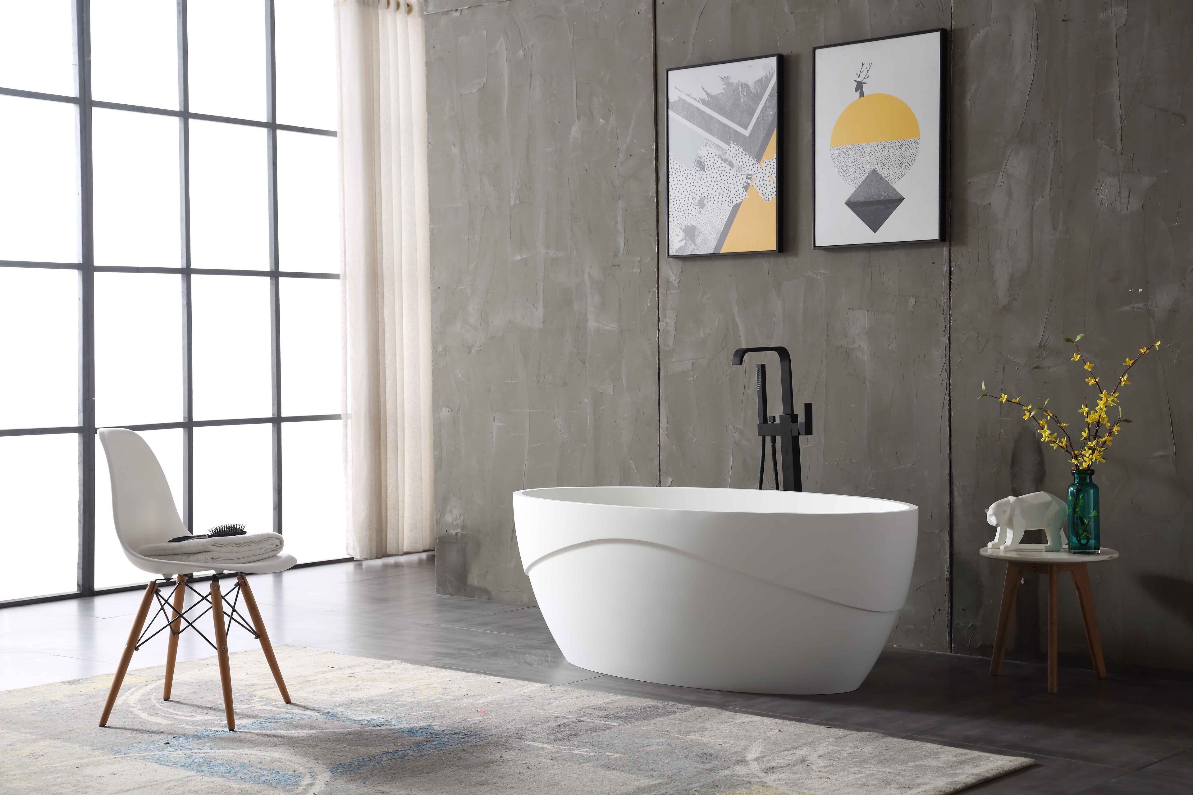 MonBlari XA-8809 solid surface freestanding bathtub modern sculptural design