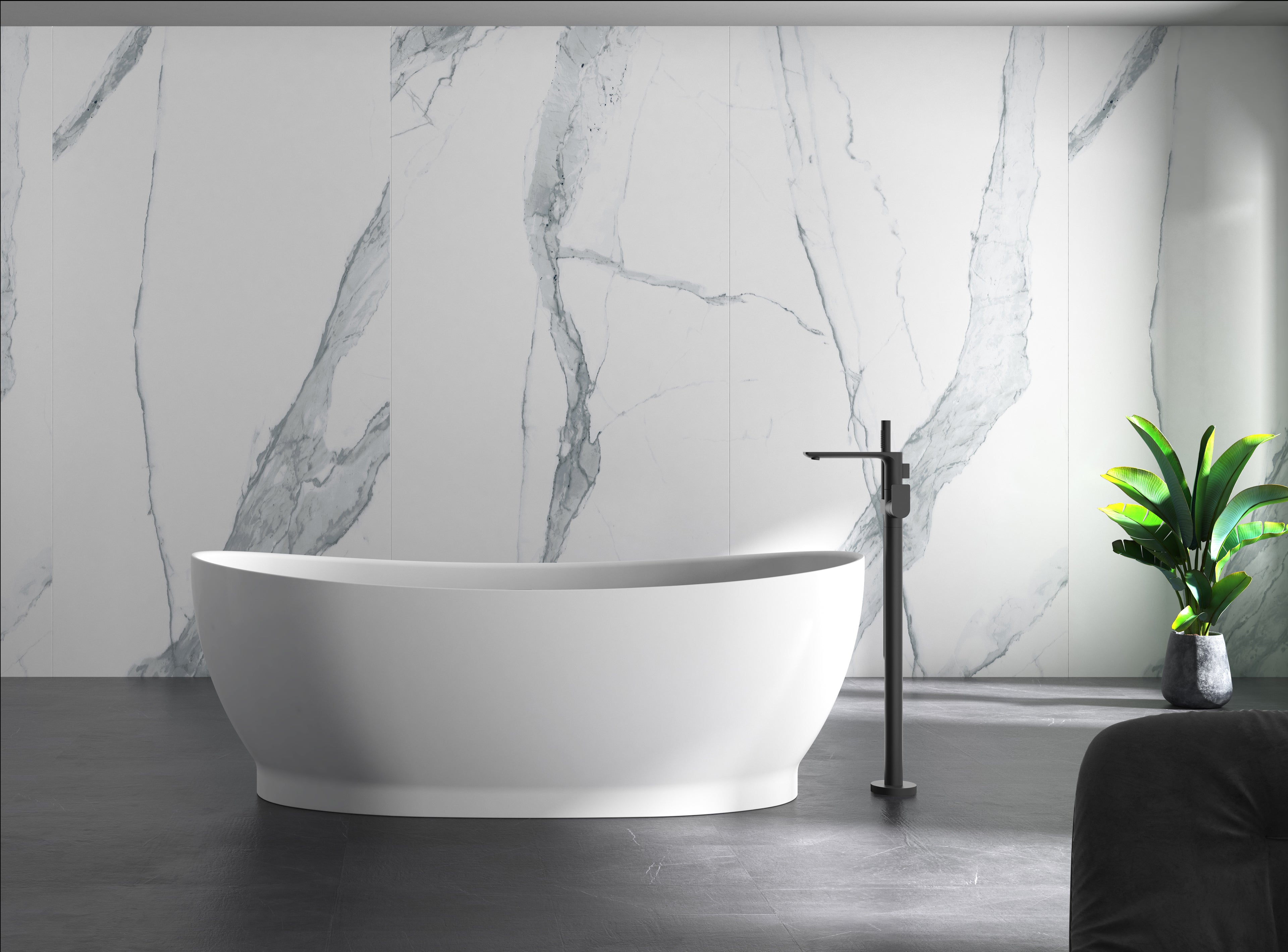 MonBlari XA-8838 solid surface freestanding bath front view