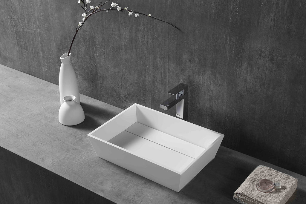 MonBlari XA-A33B solid surface white countertop basin