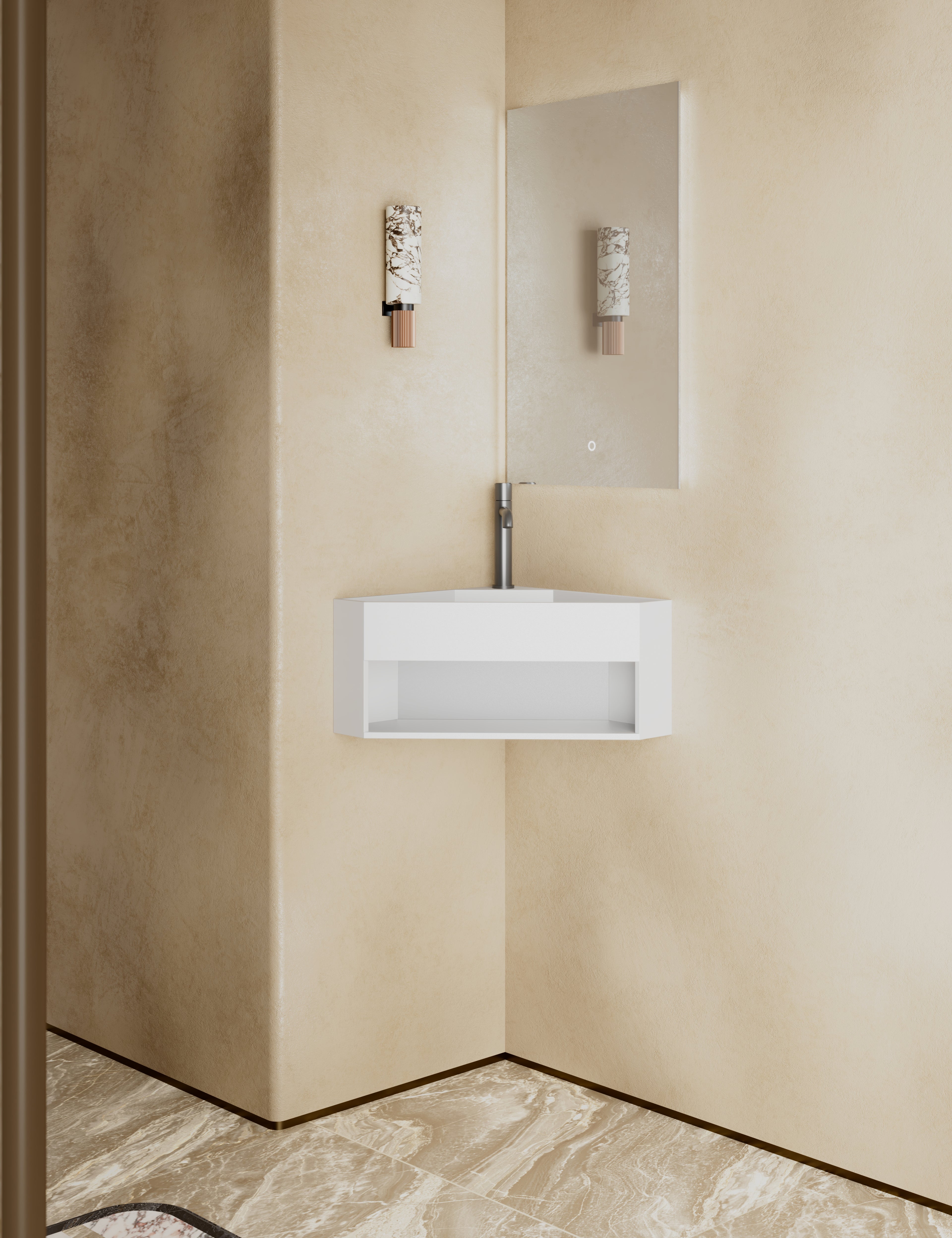 MonBlari XA-G70 solid surface wall-mounted basin detail