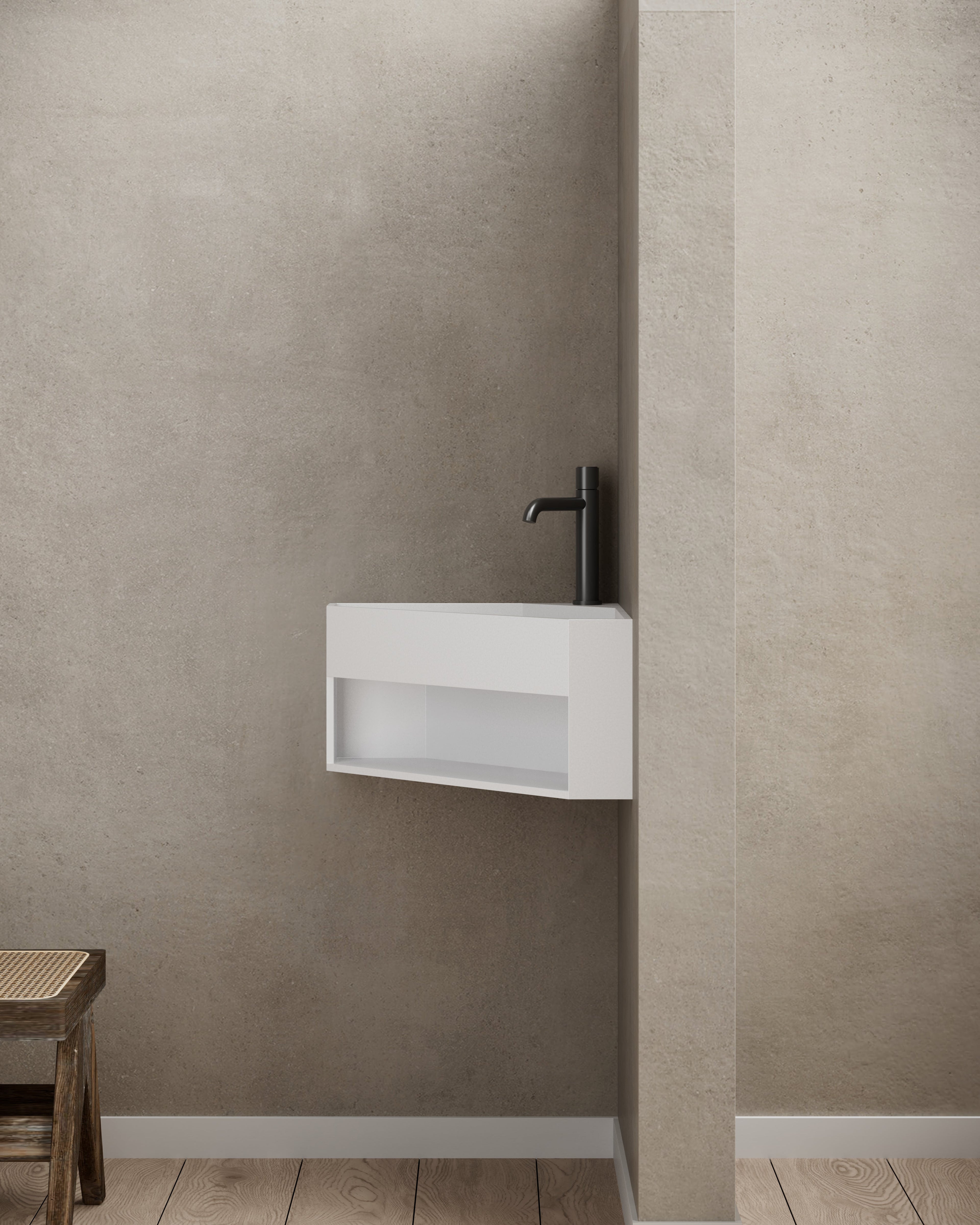 MonBlari XA-G70 solid surface wall-mounted basin side view