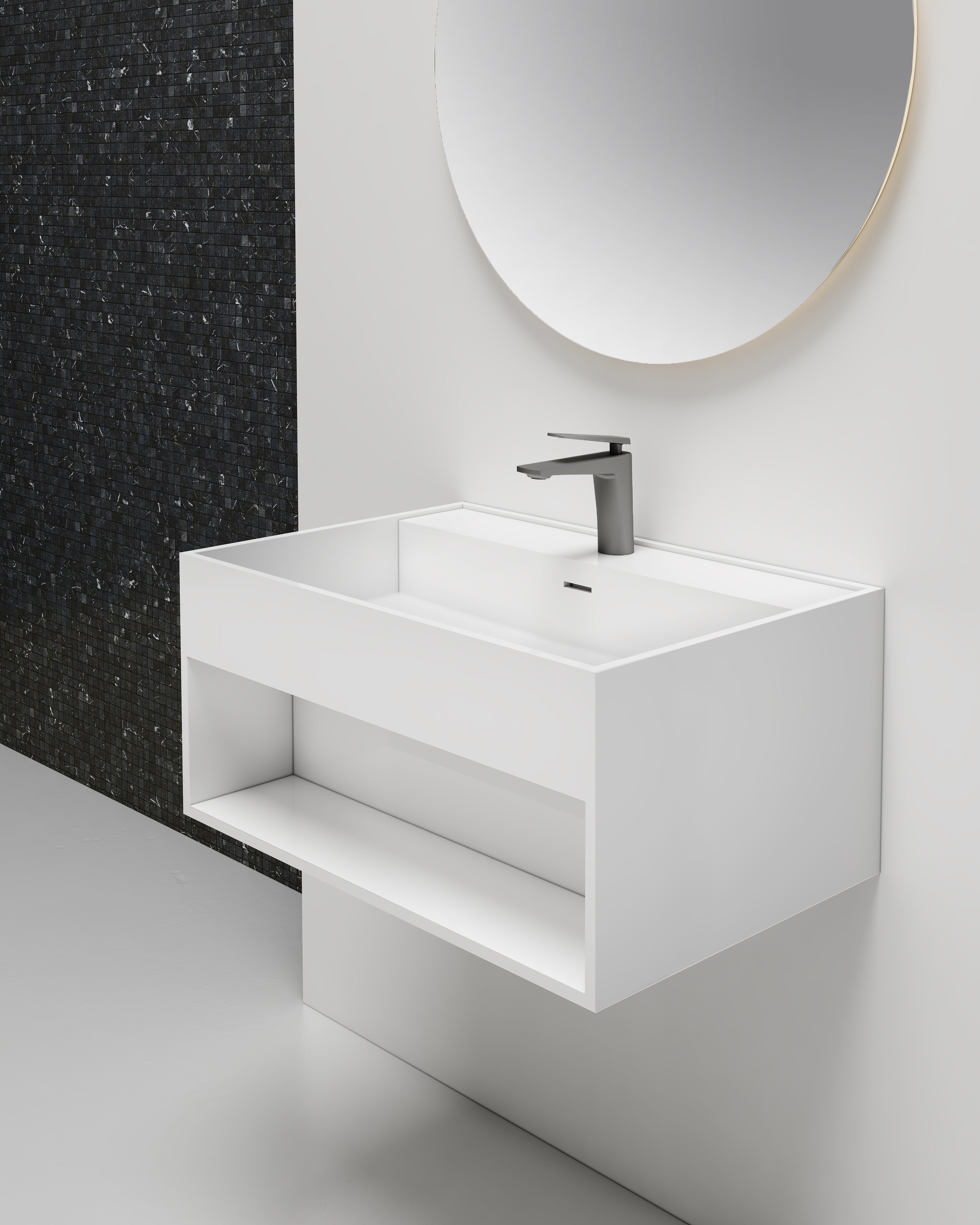 MonBlari XA-G72 solid surface wall-mounted basin side view