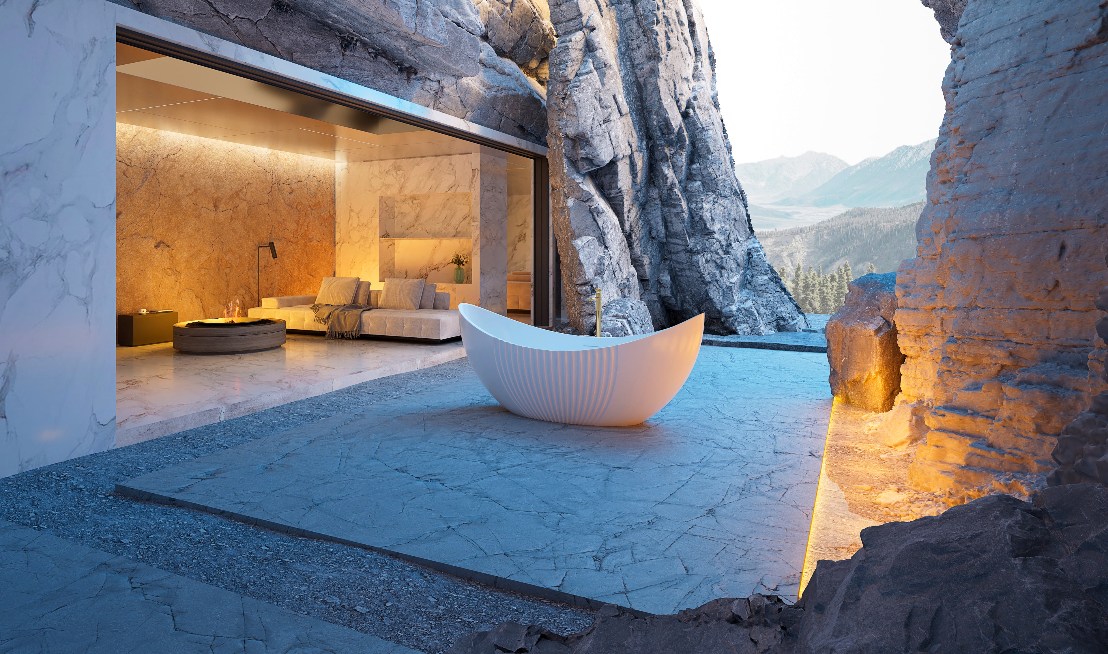 MonBlari XY-5008 Crescent Shaped Freestanding Bath Right Side View