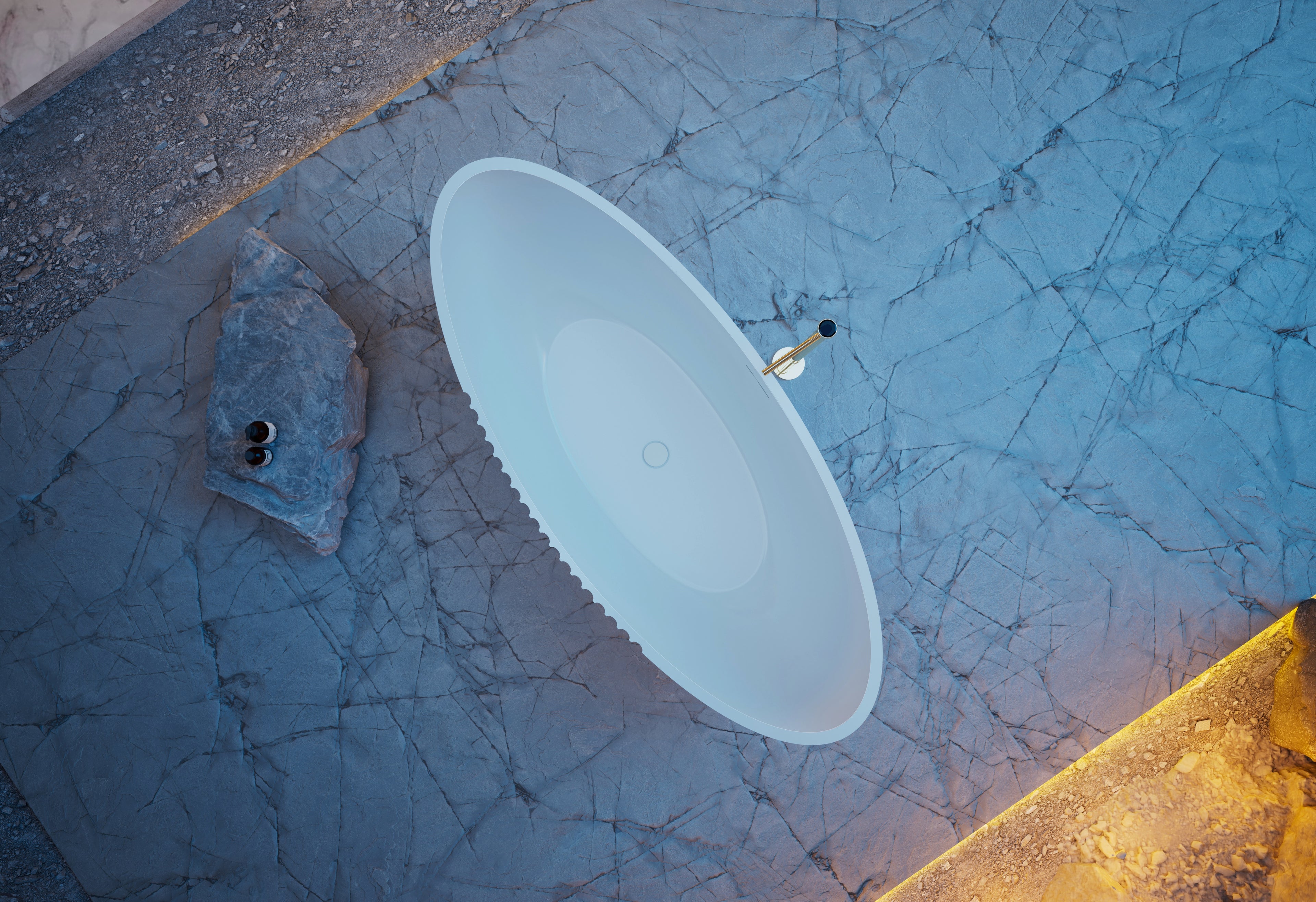 MonBlari XY-5008 Crescent-Shaped Freestanding Bath Top View Close-up