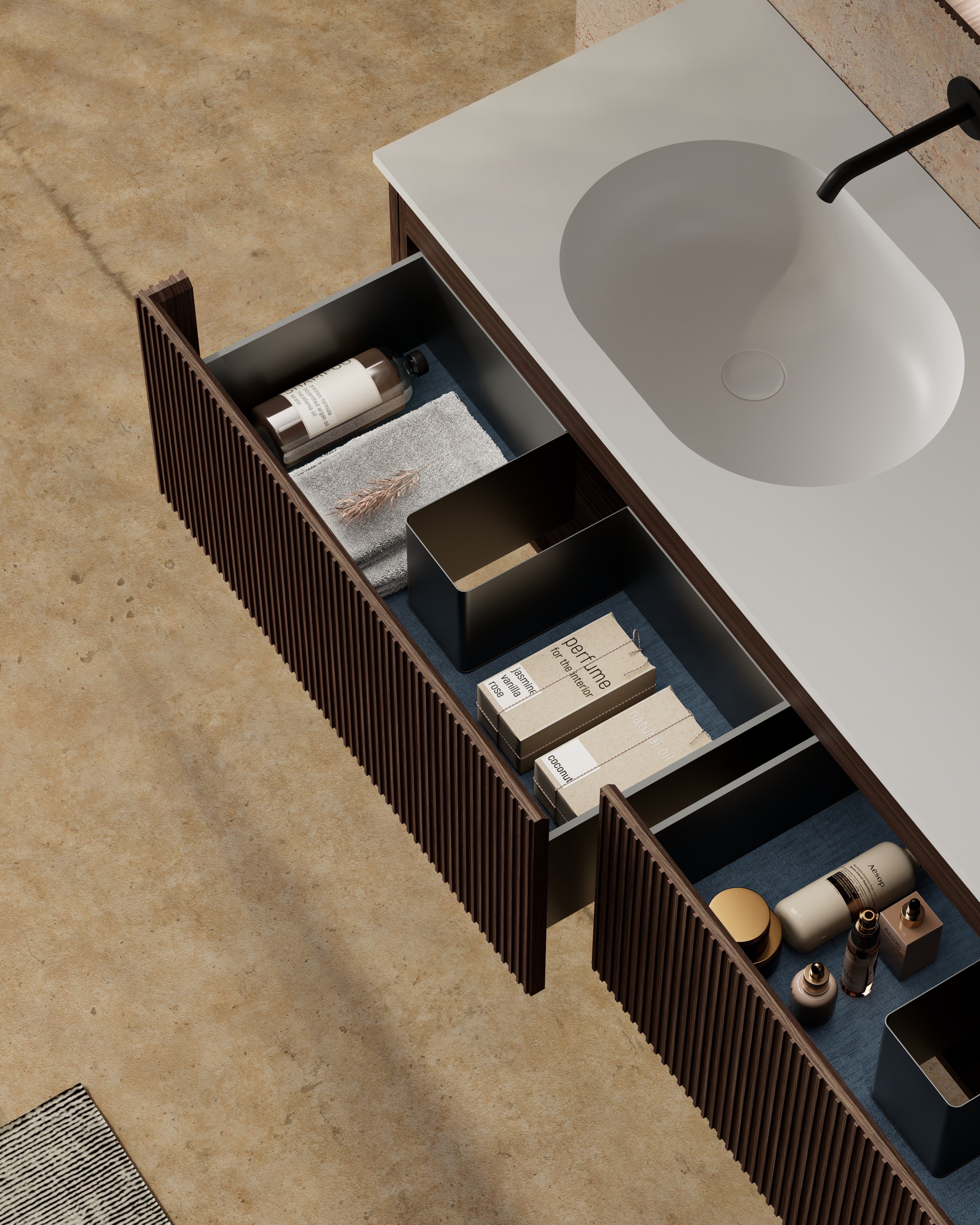 Monblair MW-V0622 double vanity units with mirror-1600mm top view close-up