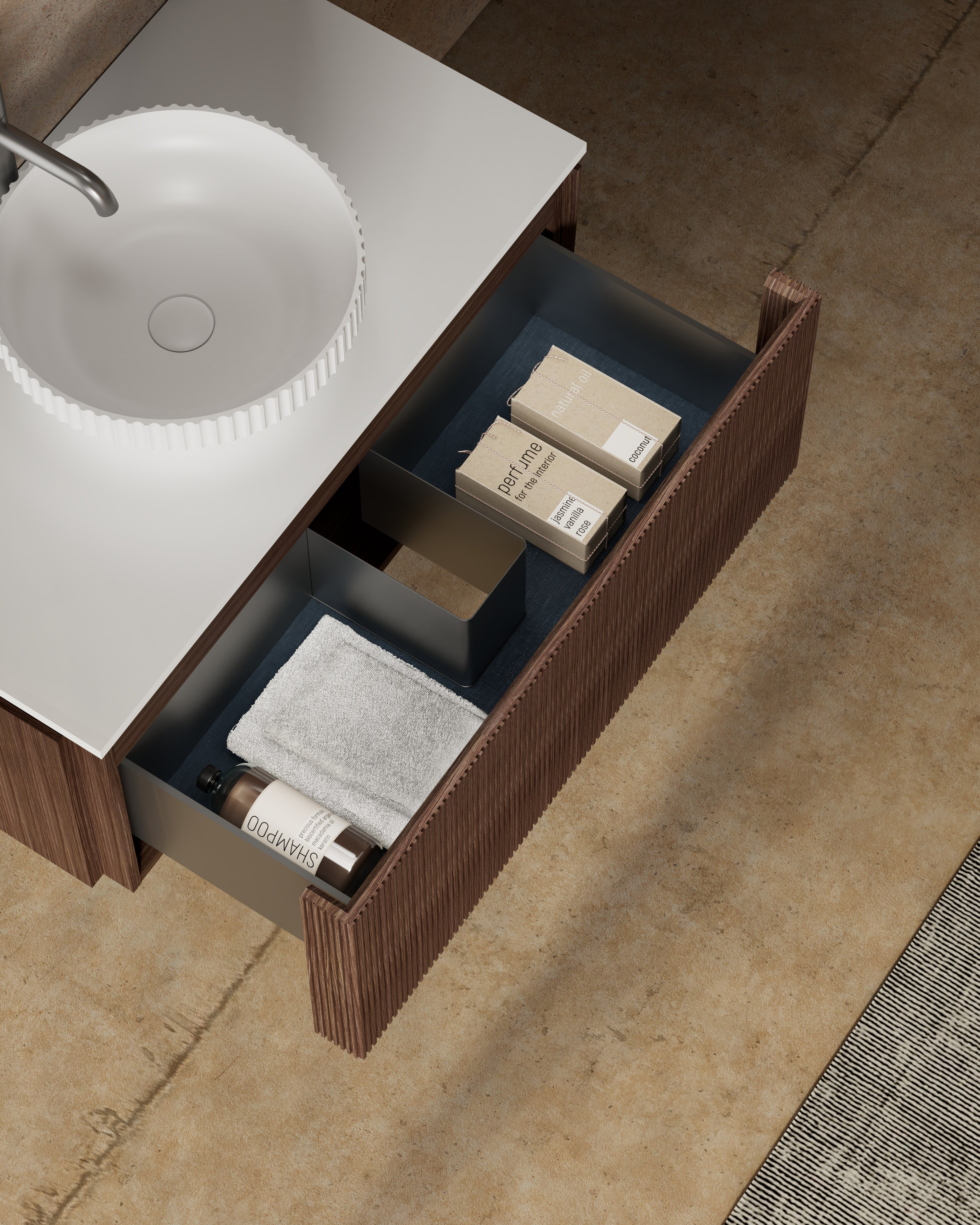 Monblair MW-V0631 Vanity Units with Mirror-1000mm side top view close-up