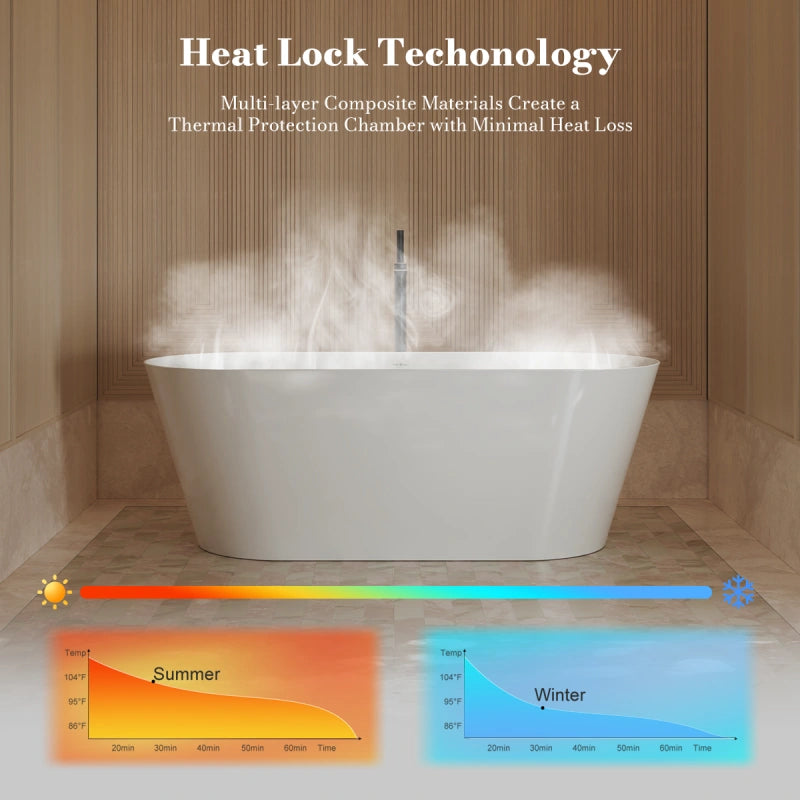 MonBlari TW-6611 Wide Oval Freestanding Bath Soaking Tub