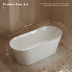 MonBlari TW-6611 Wide Oval Freestanding Bath Soaking Tub