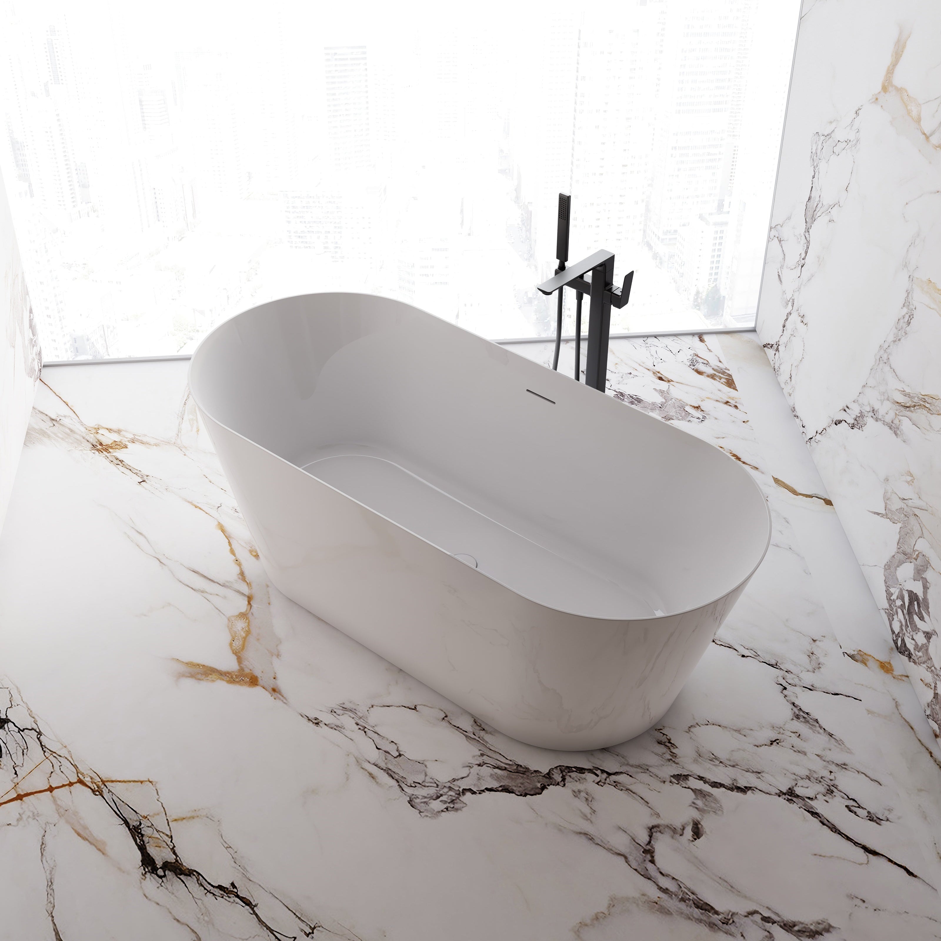 MonBlari TW-6611 Wide Oval Freestanding Bath-SideTopView