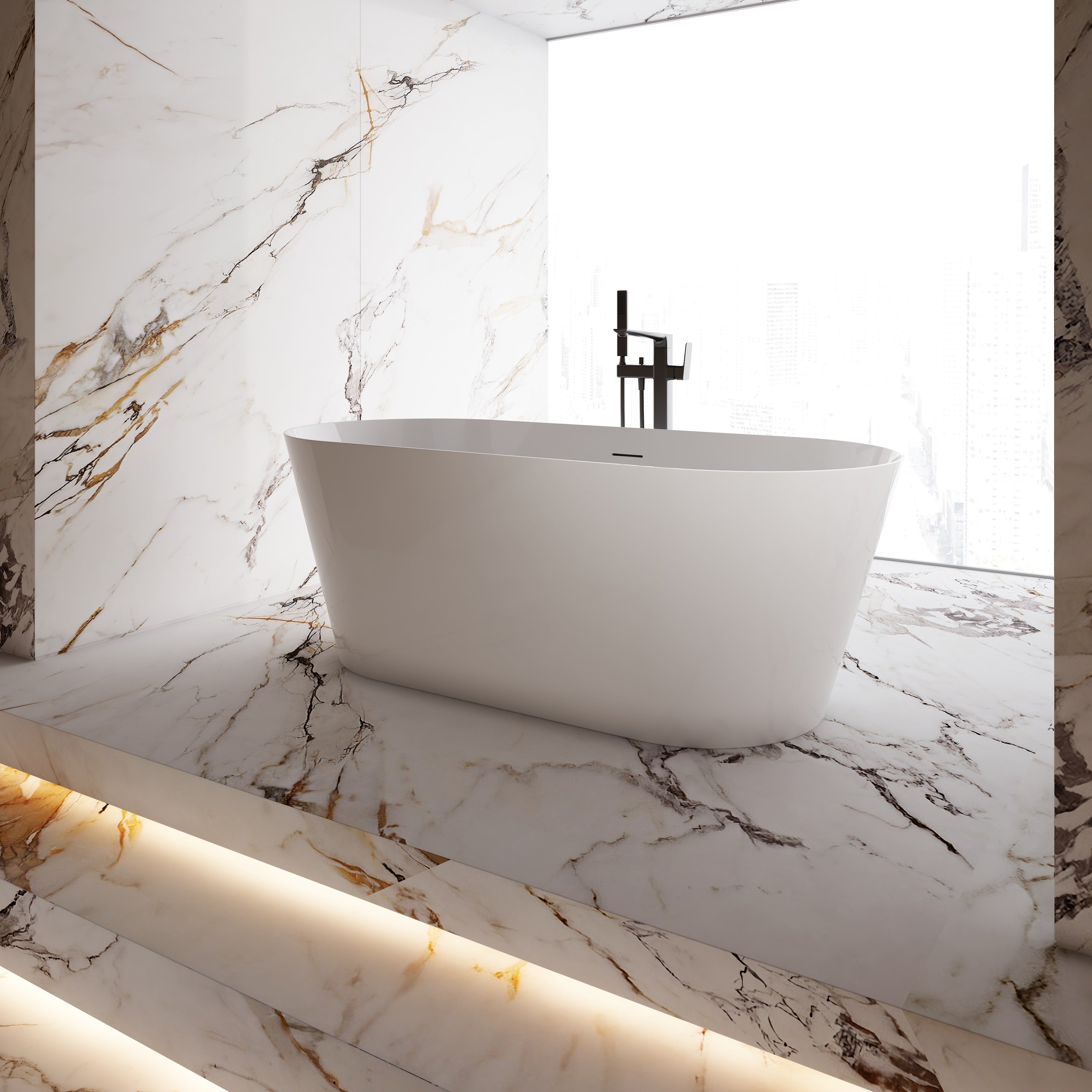 MonBlari TW-6611 Wide Oval Freestanding Bath-SideView