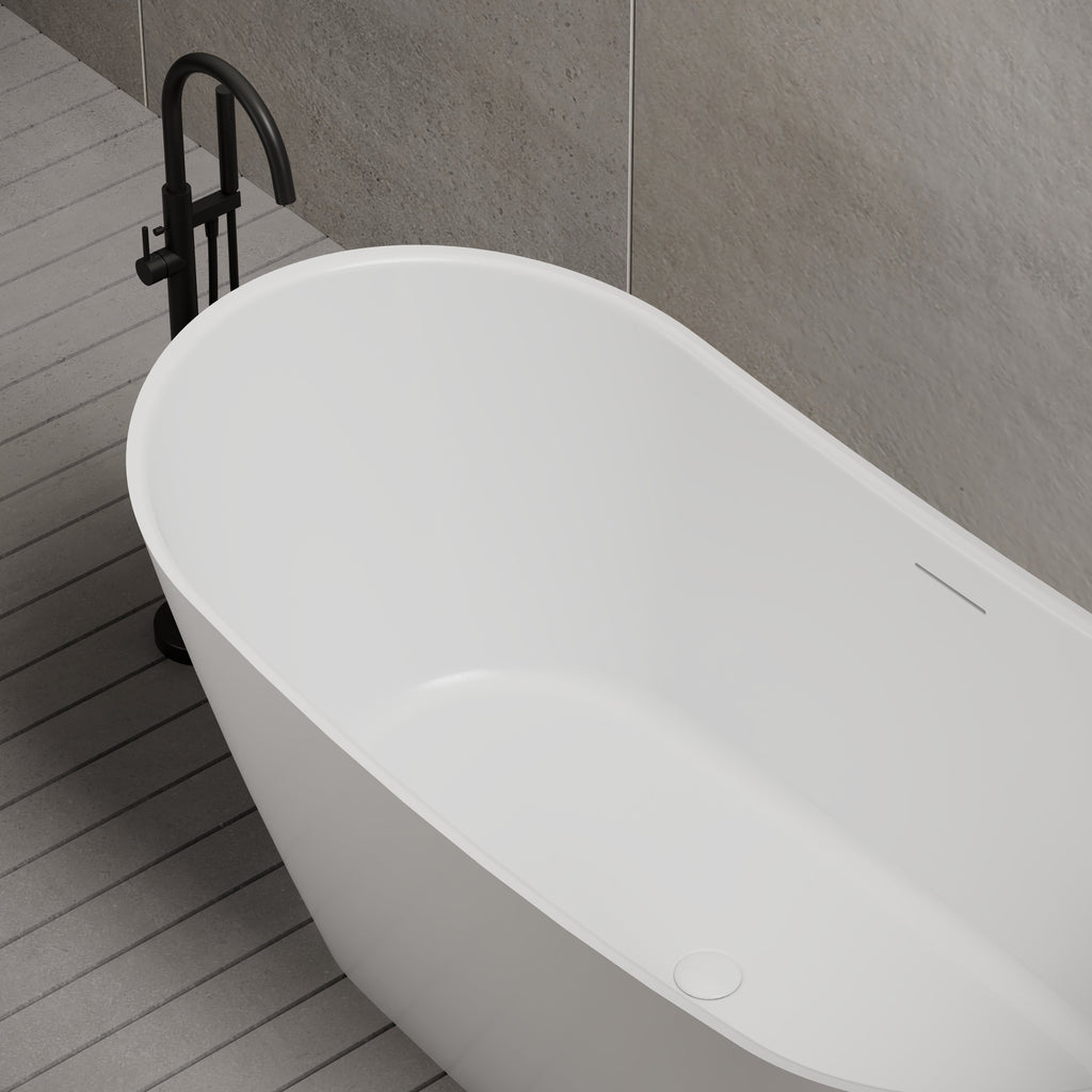 MonBlari TW-6612 Wide Oval Freestanding Bathtub Left Side Top View Close-up