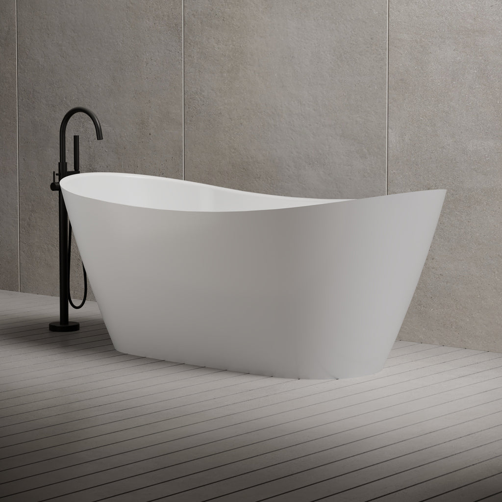 MonBlari TW-6612 Wide Oval Freestanding Bathtub-Side View Close-up