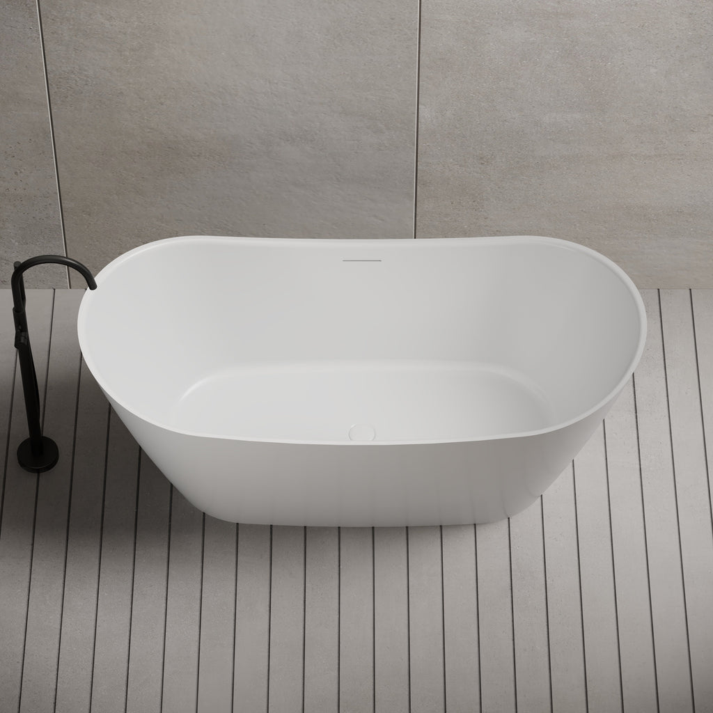MonBlari TW-6612 Wide Oval Freestanding Bathtub Front Top View Close-up