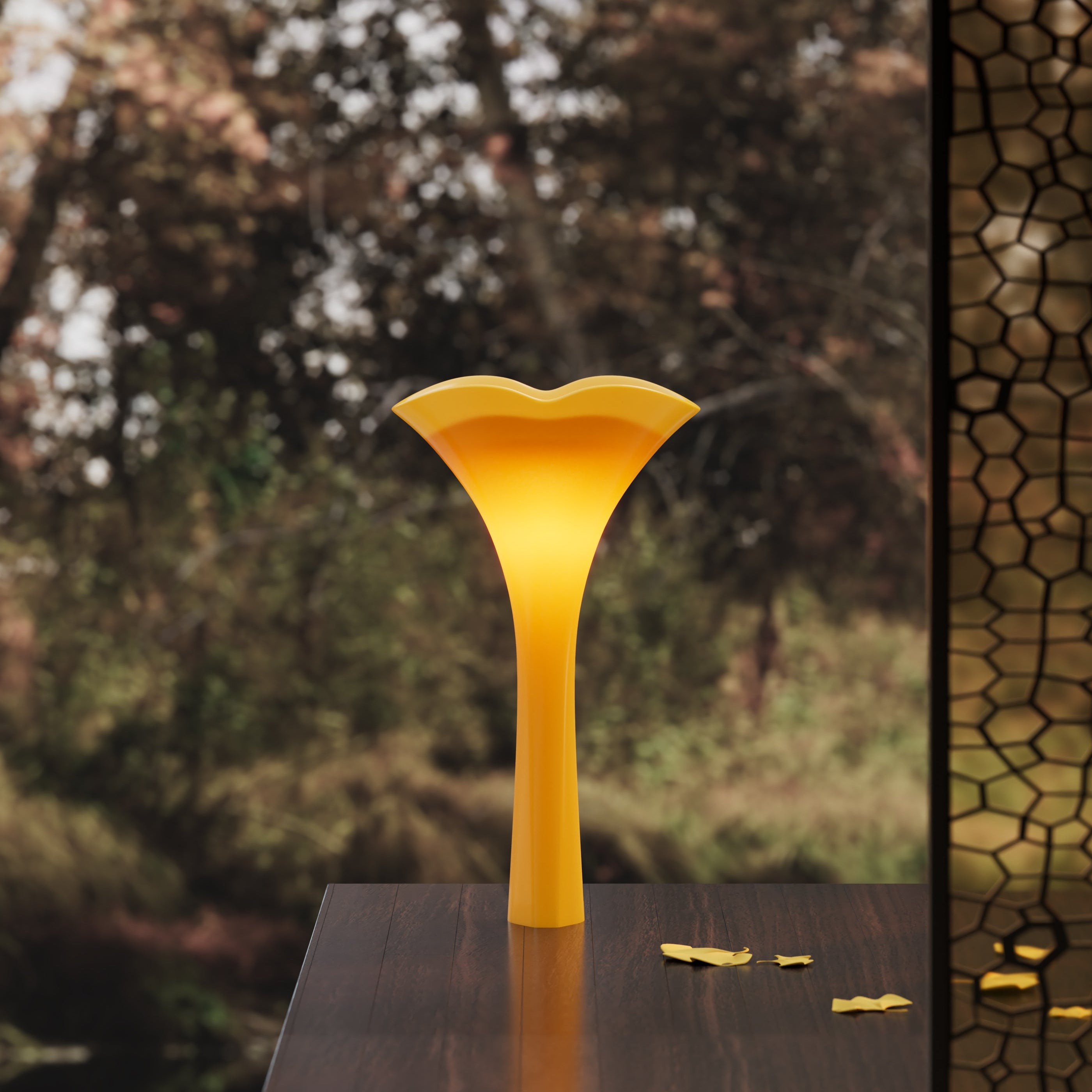 MonBlari GINKNOVA Series Pedestal Basin Front View Panorama-Ginkgo Yellow