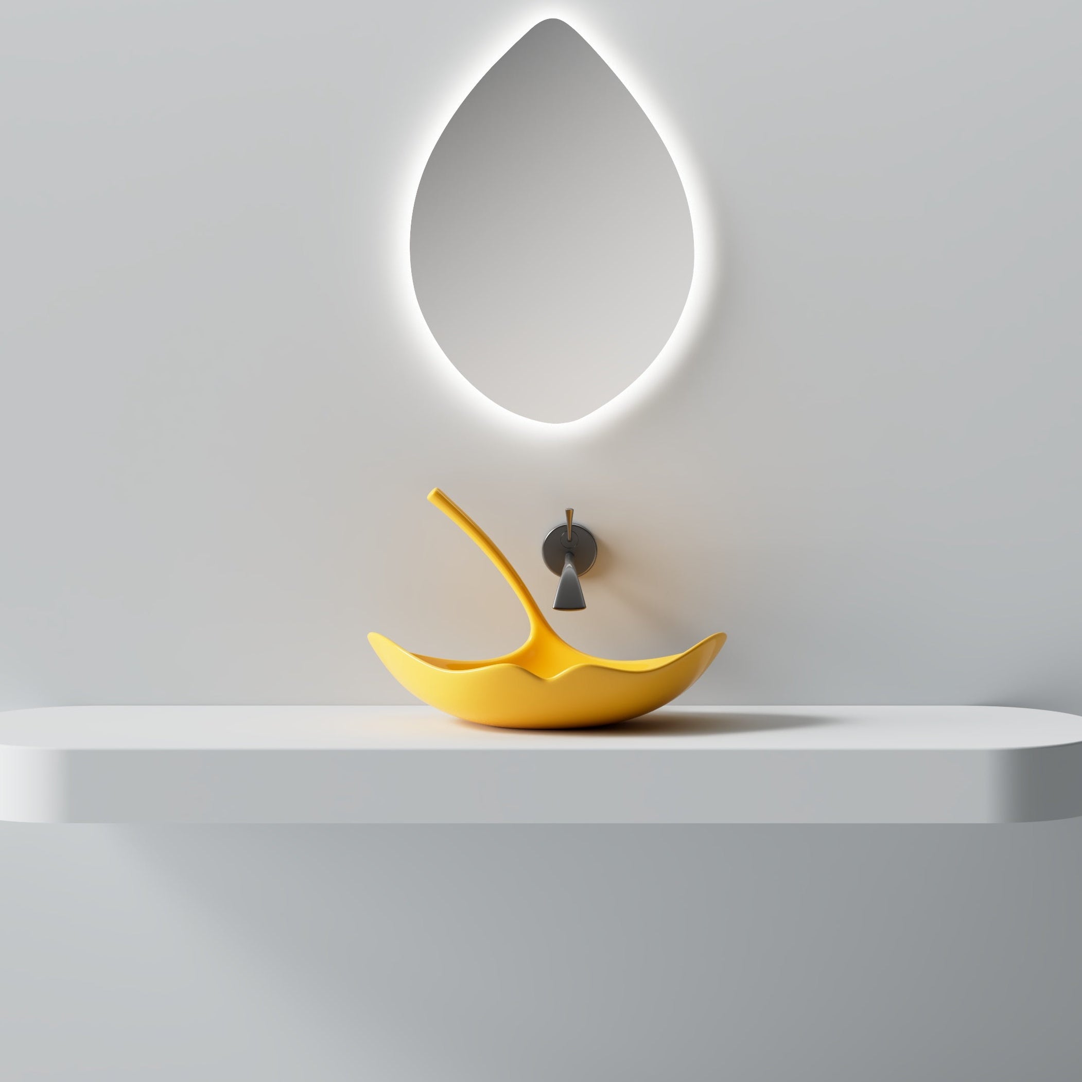 MonBlari GINKNOVA Series Vessel Basin Front View Panorama-Ginkgo Yellow