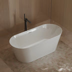 White oval soaking bathtub freestanding acrylic bath tub with spacious interior for relaxing baths